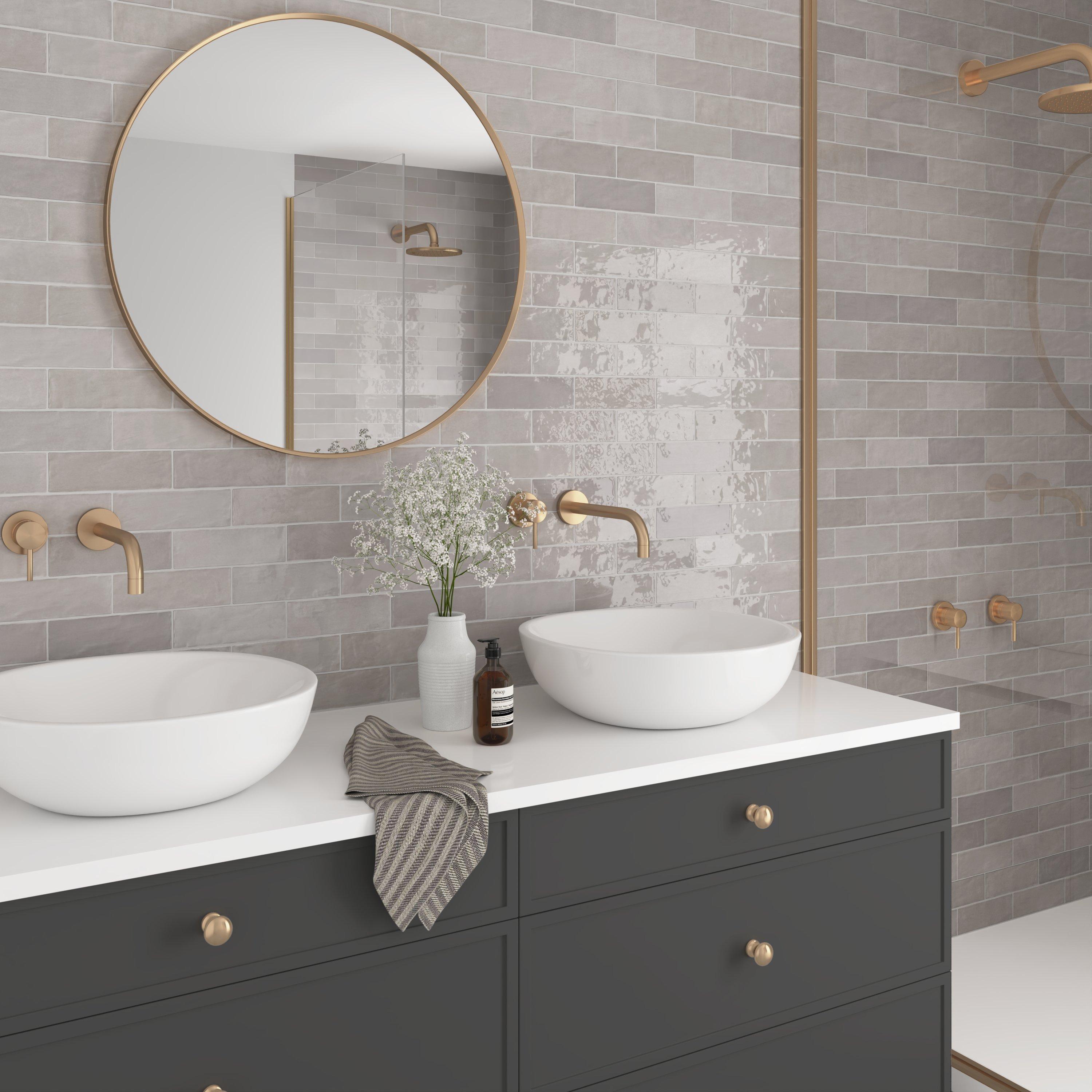 Zellige Light Ash Ceramic Tile