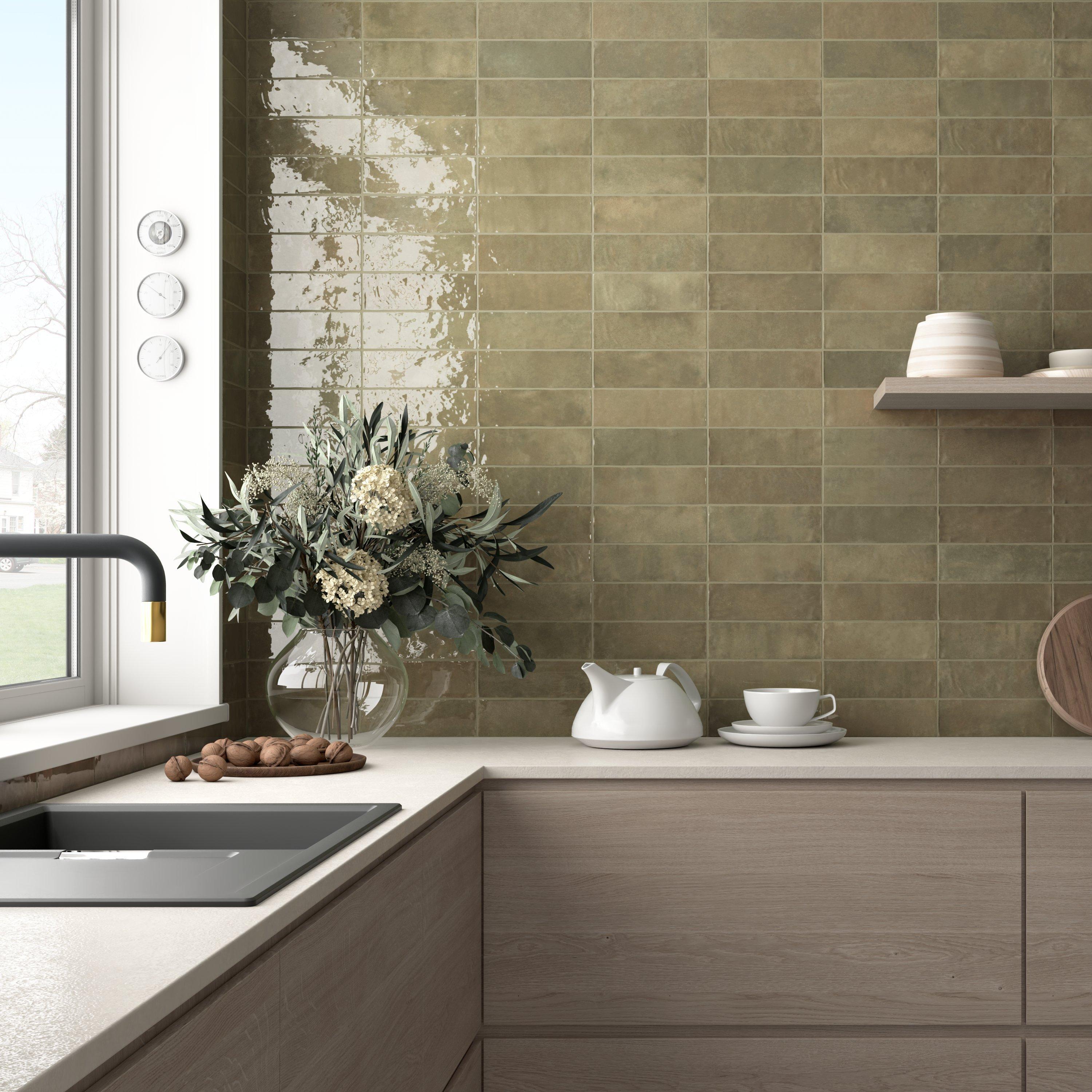 Zellige Antique Sage Ceramic Tile