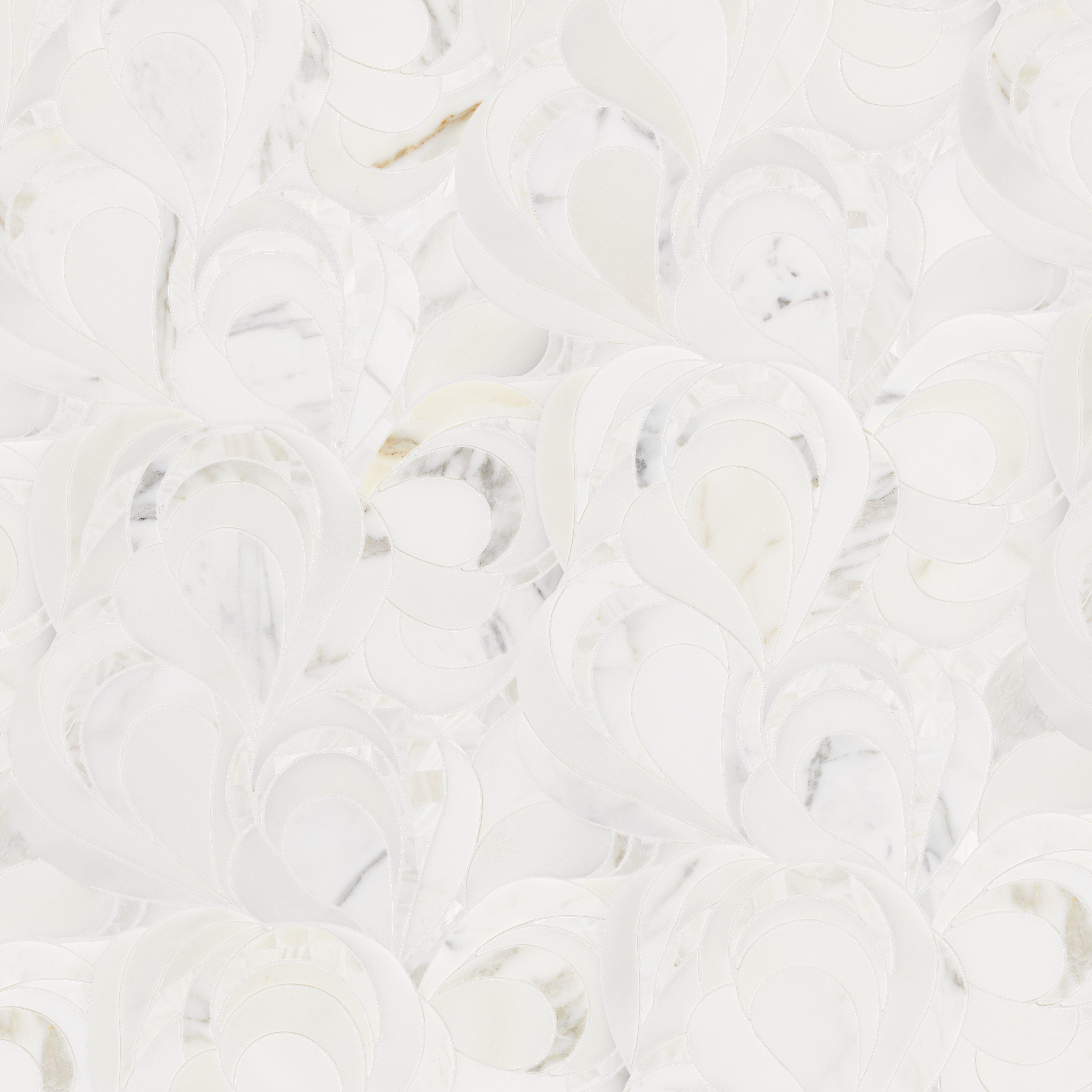 Pavone Calacatta Mother of Pearl Polished Waterjet Marble Mosaic