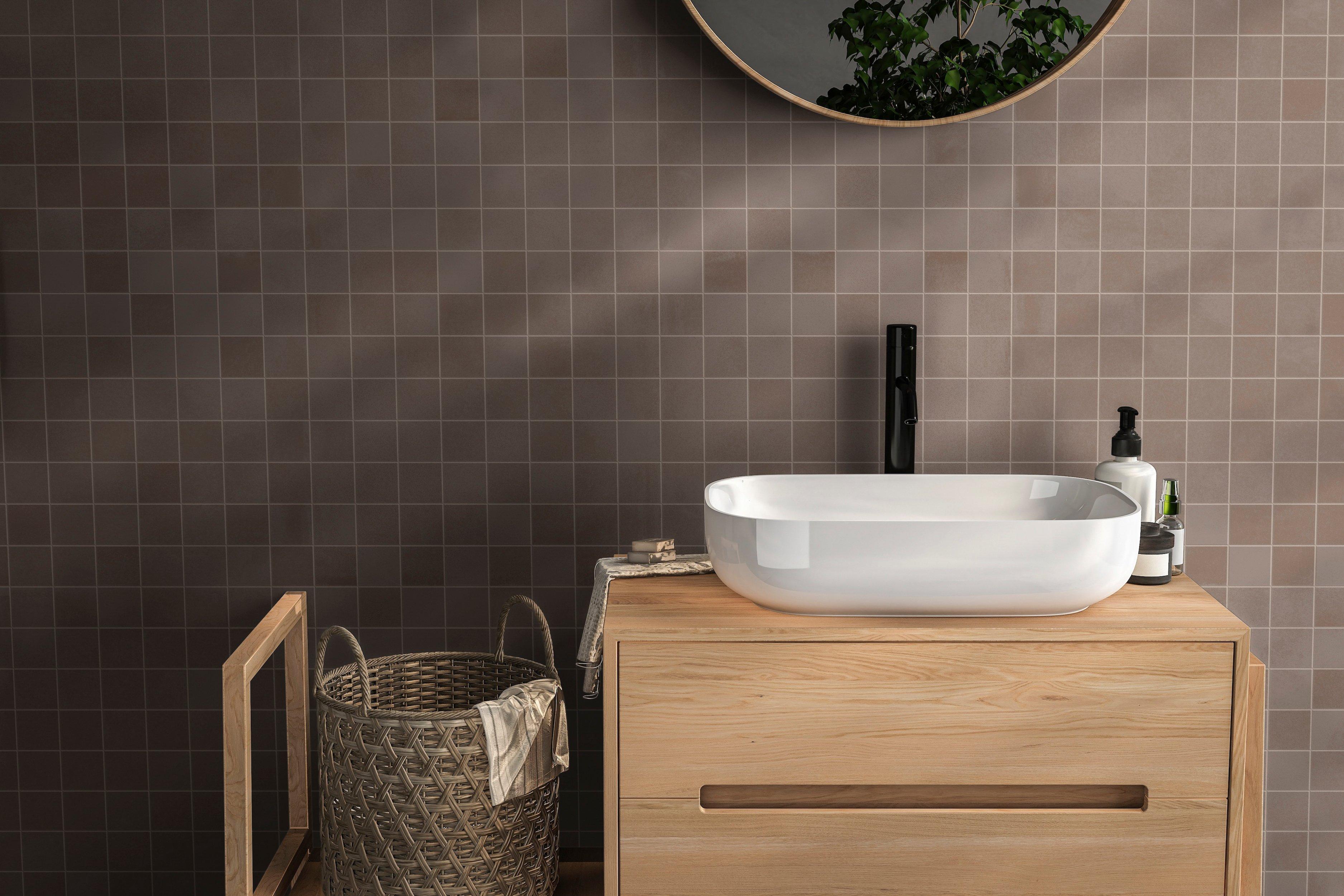 Luxe Umber Square Matte Porcelain Mosaic