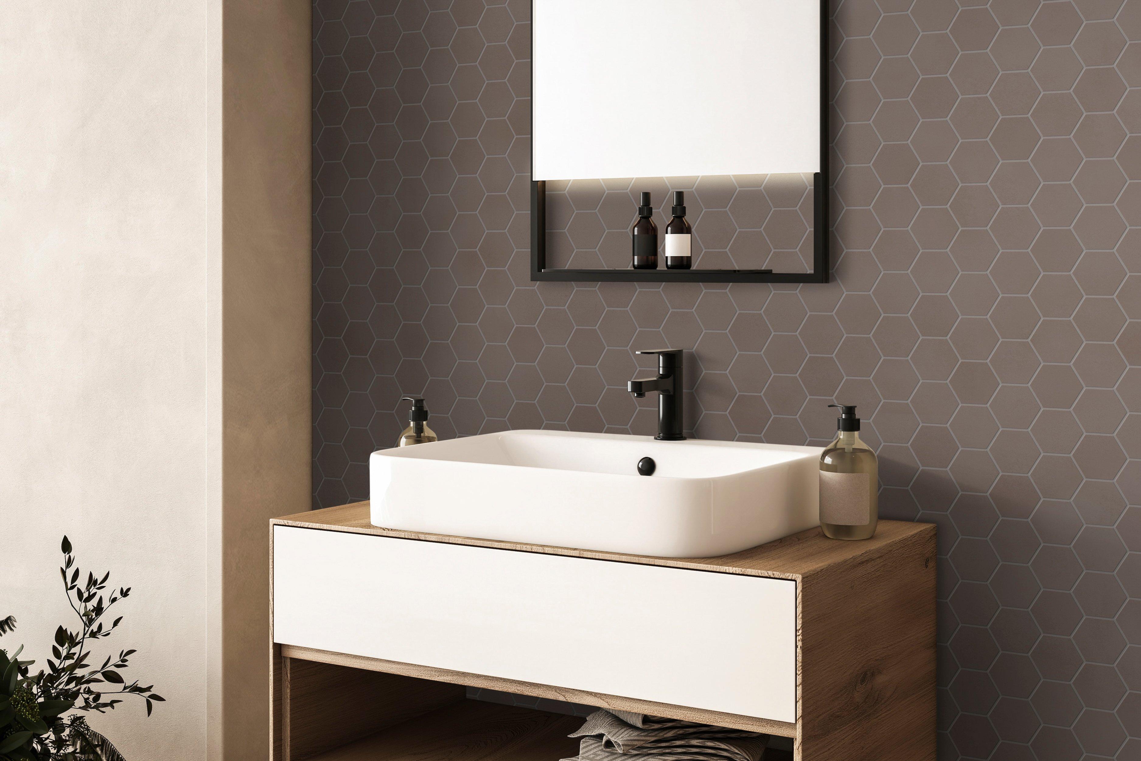 Luxe Umber Hexagon Matte Porcelain Mosaic