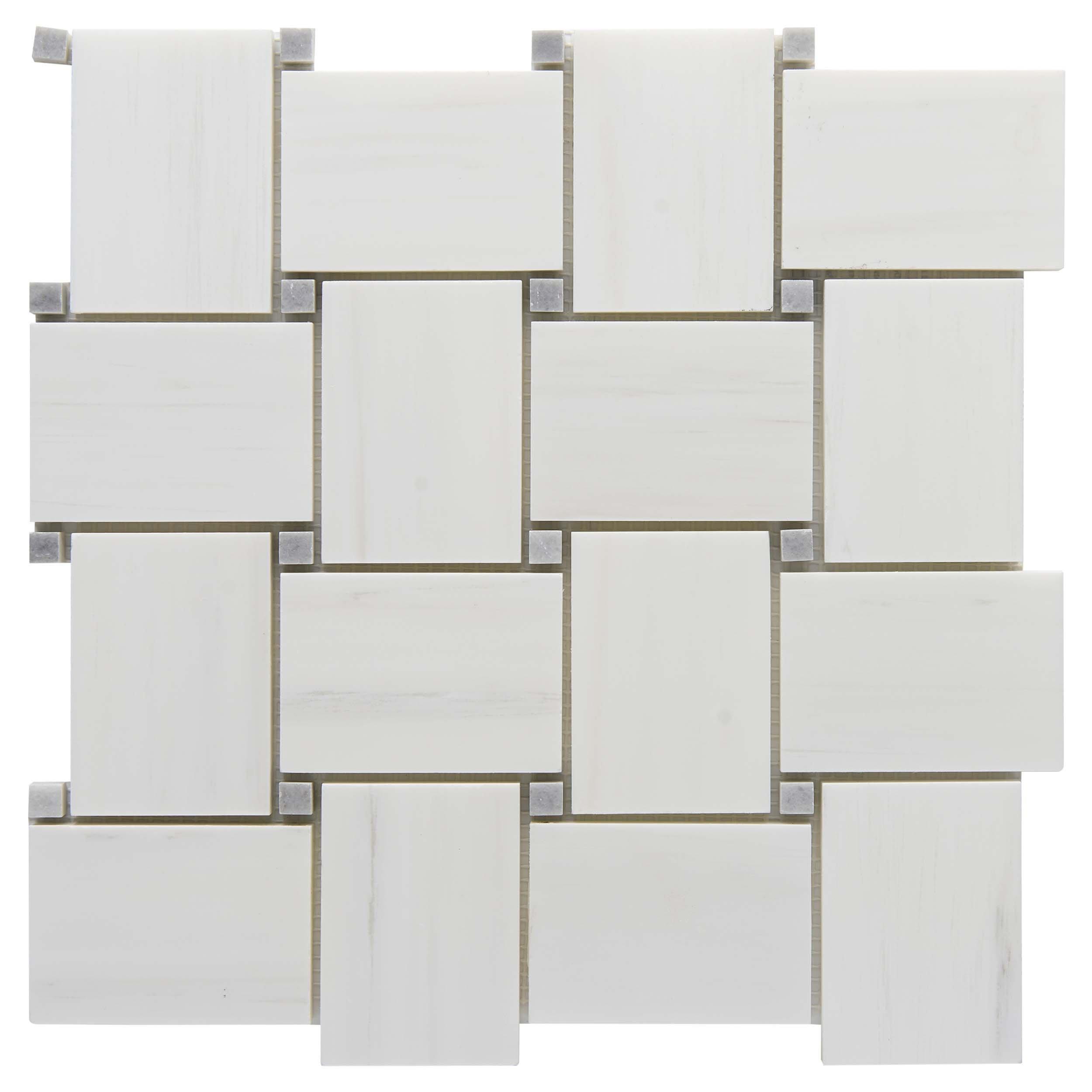 Skyfall II Dolomite Basketweave Honed Marble Mosaic