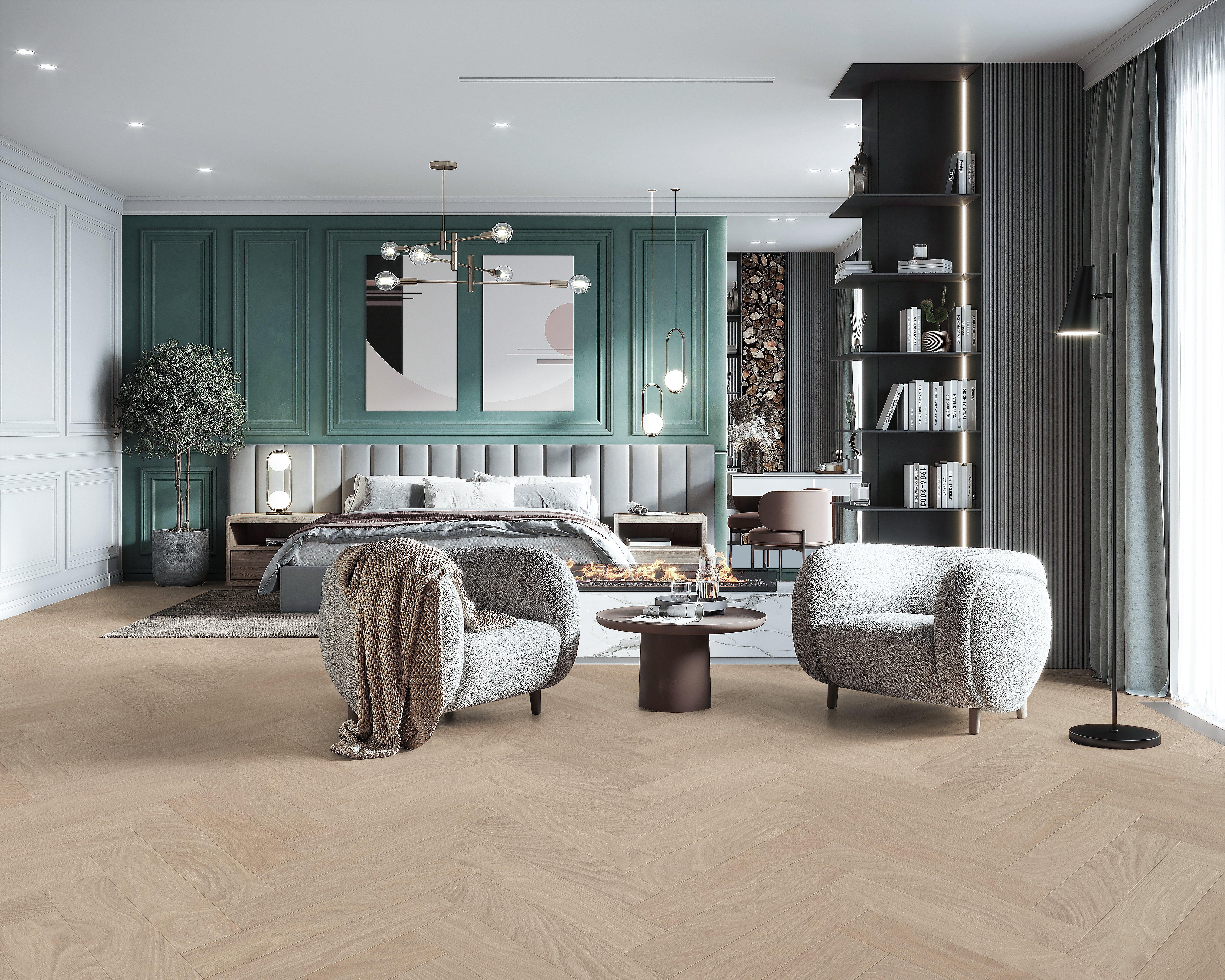 Margaux White Oak Herringbone Wire Brushed Engineered Hardwood