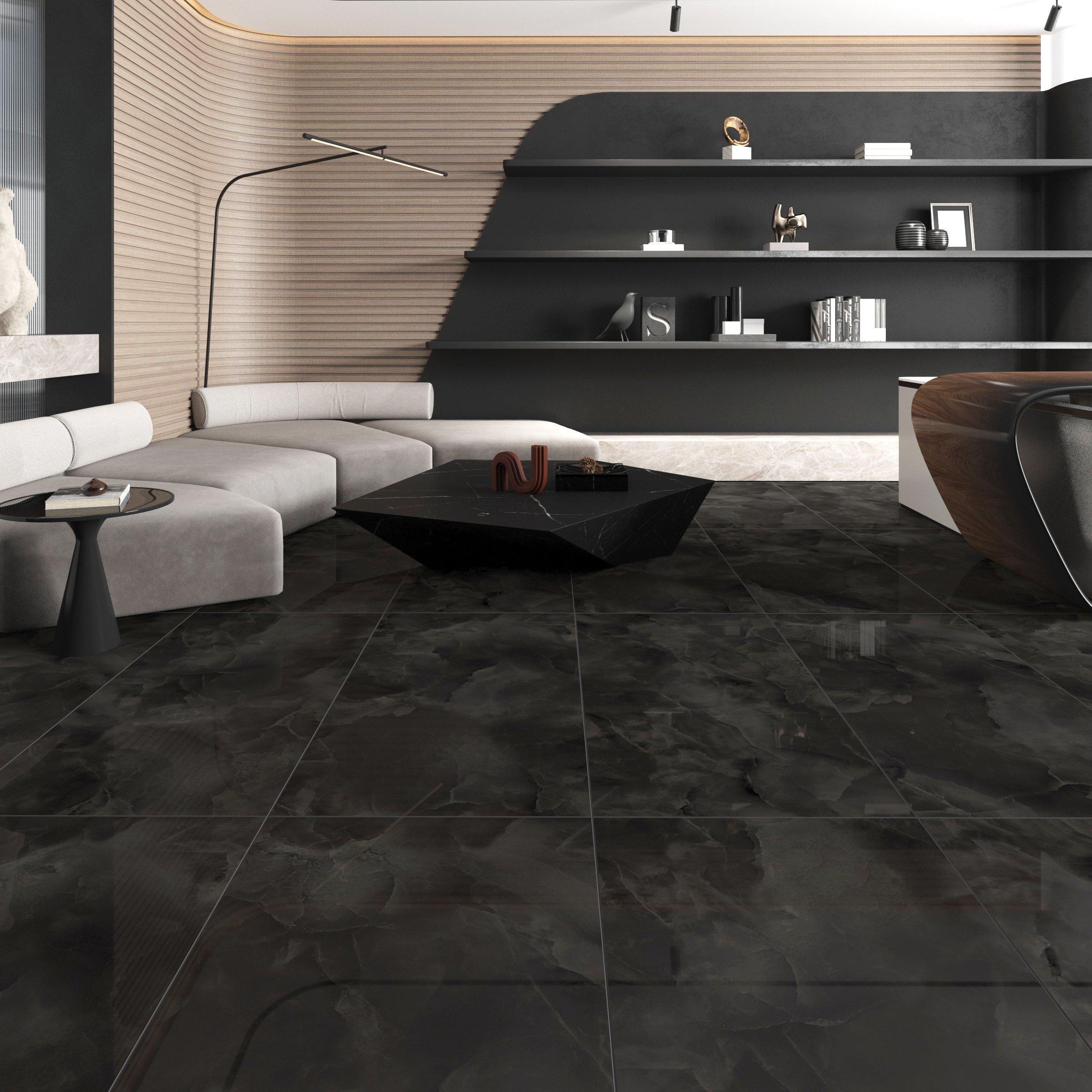 Alessia Noir Polished Porcelain Tile