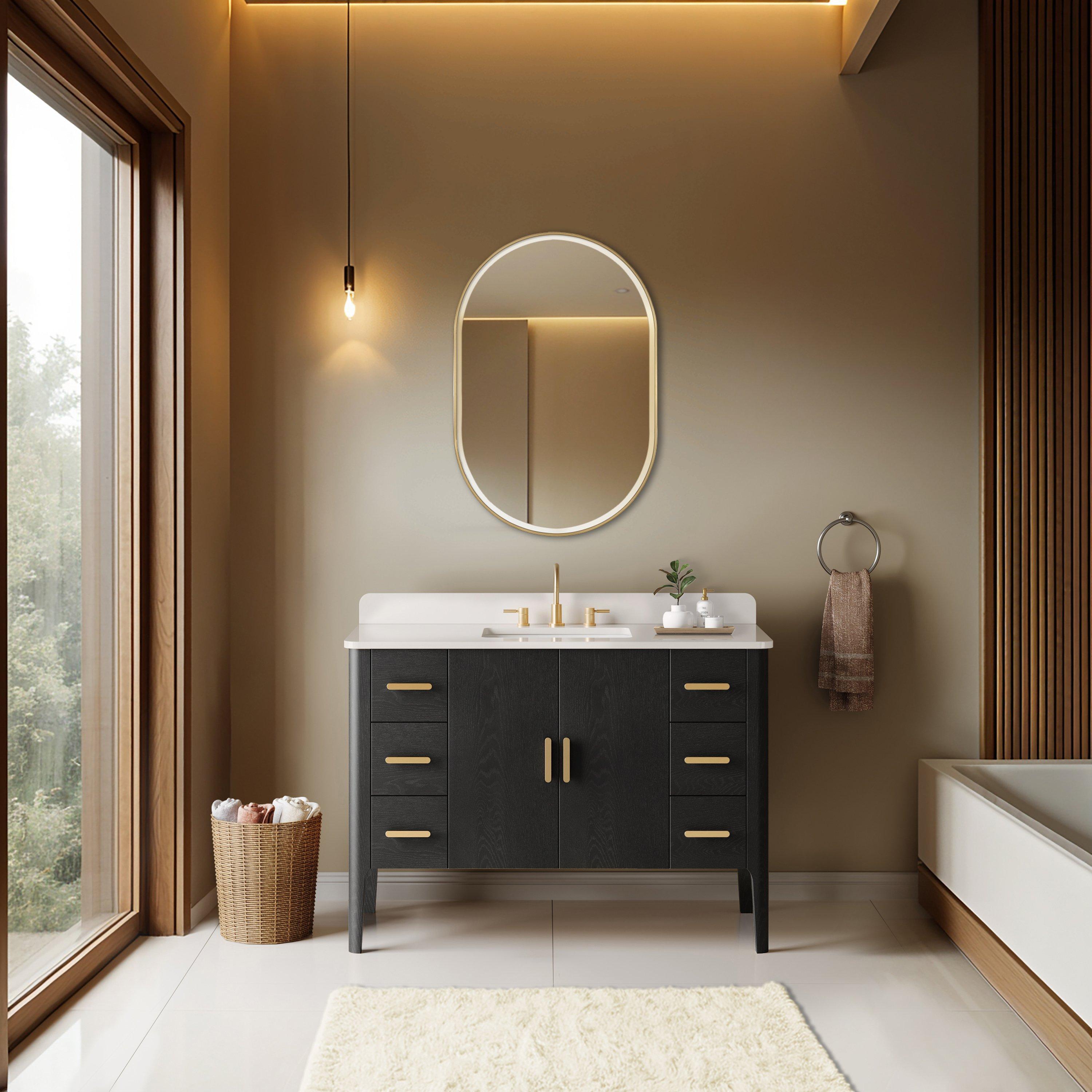 Zuri 24 in. Brushed Gold Mirror