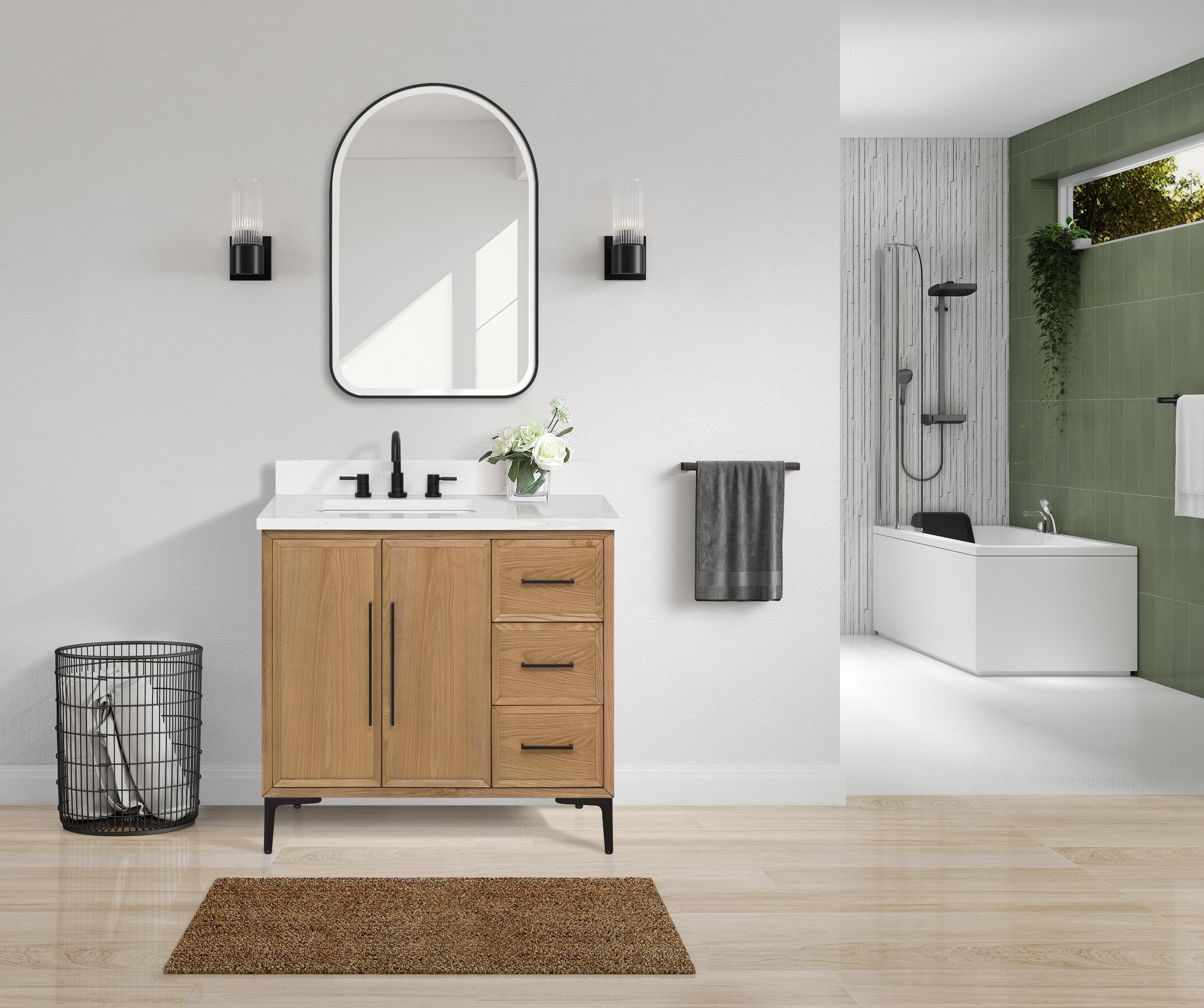 Ezra 24 in. Matte Black Mirror