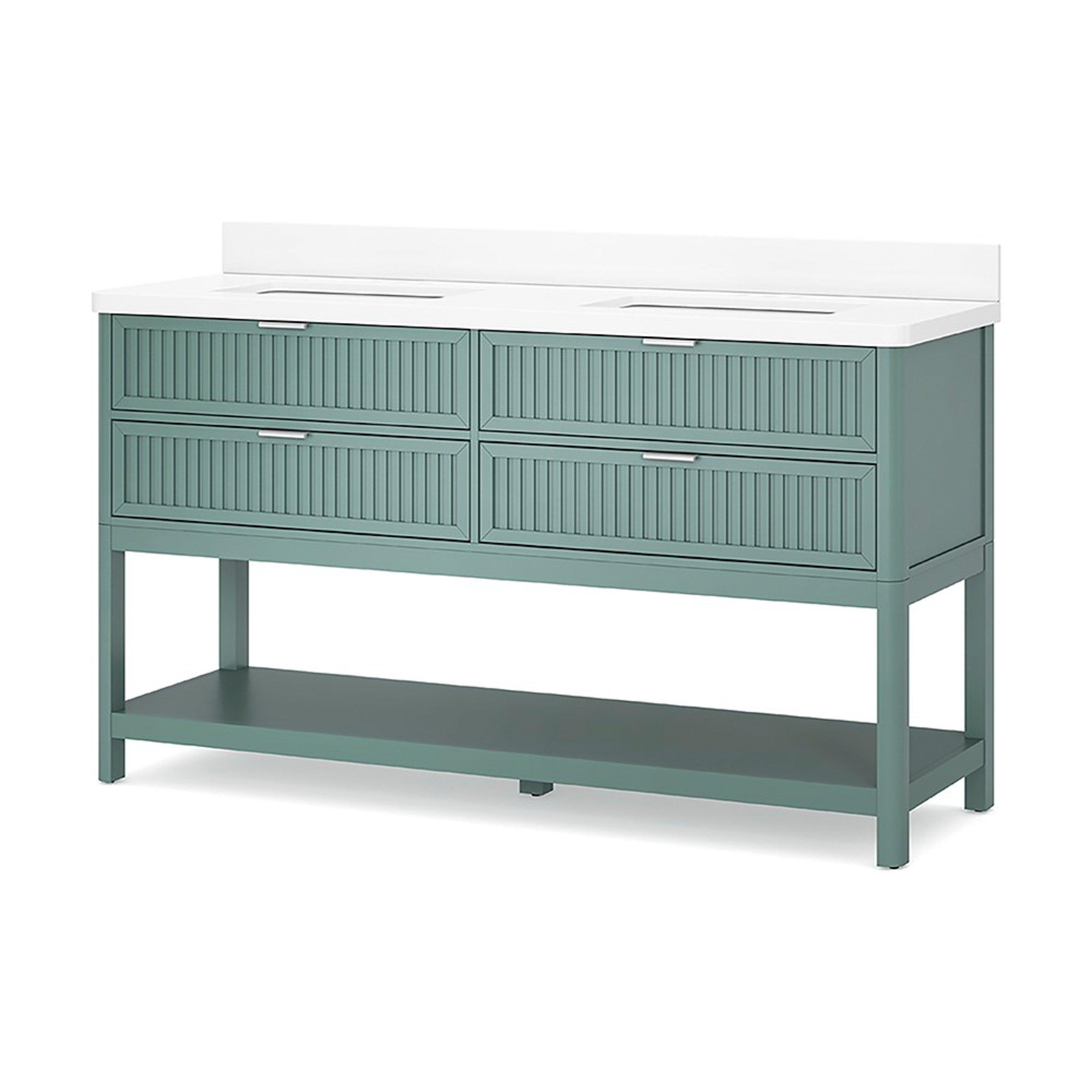 Palma 61 in. Blue Vanity with Engineered Stone Top