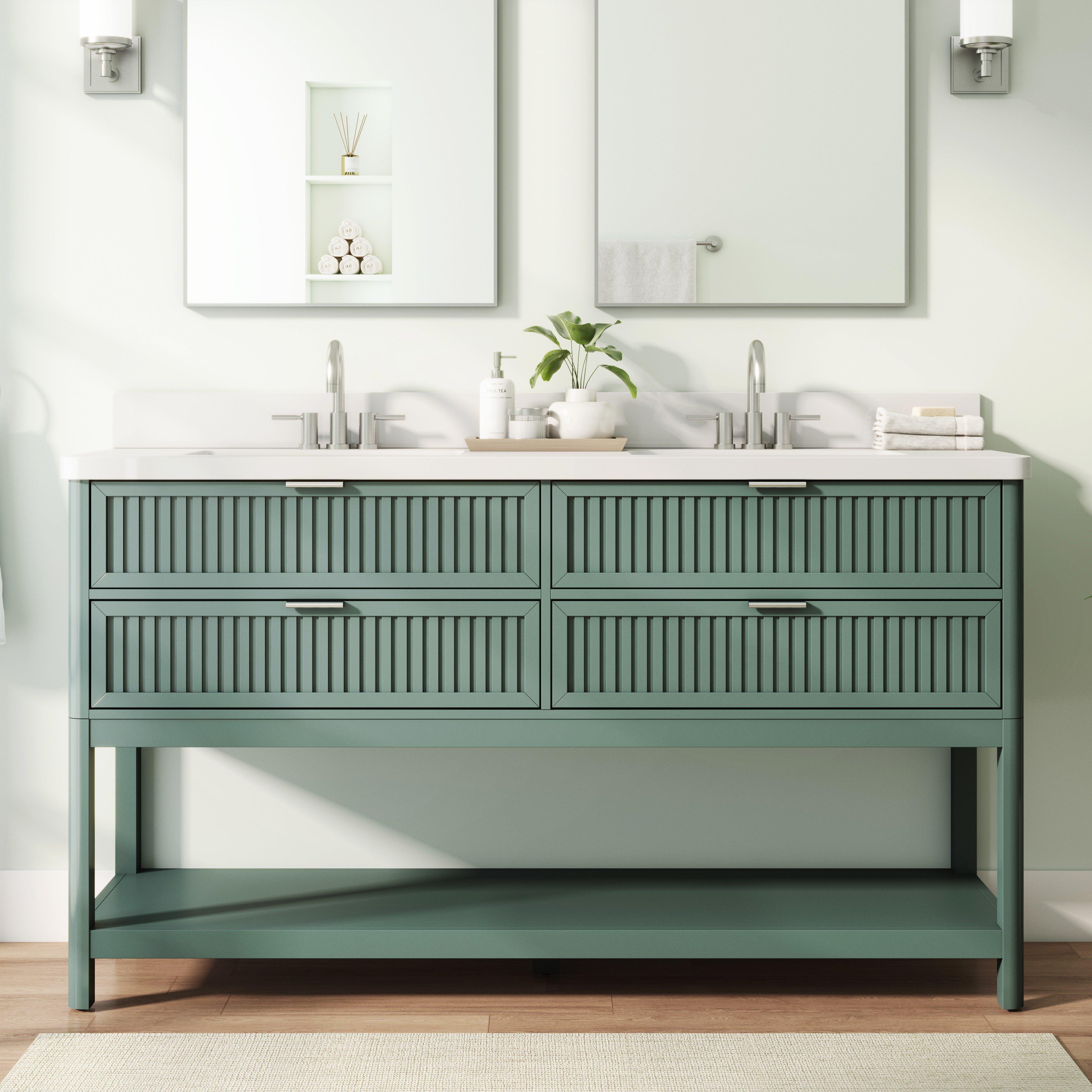 Palma 61 in. Blue Vanity with Engineered Stone Top