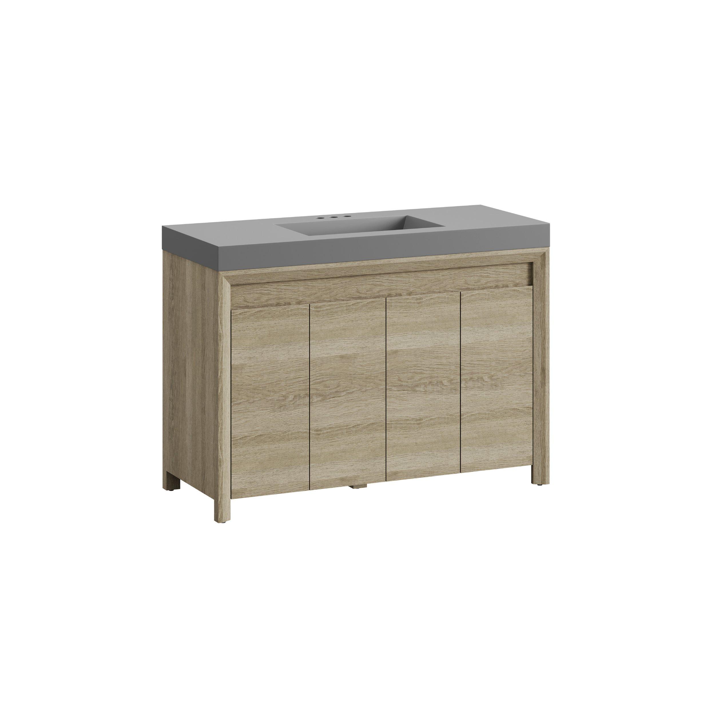 Warren 47 in. Natural Oak Finish Vanity with Cultured Marble Top