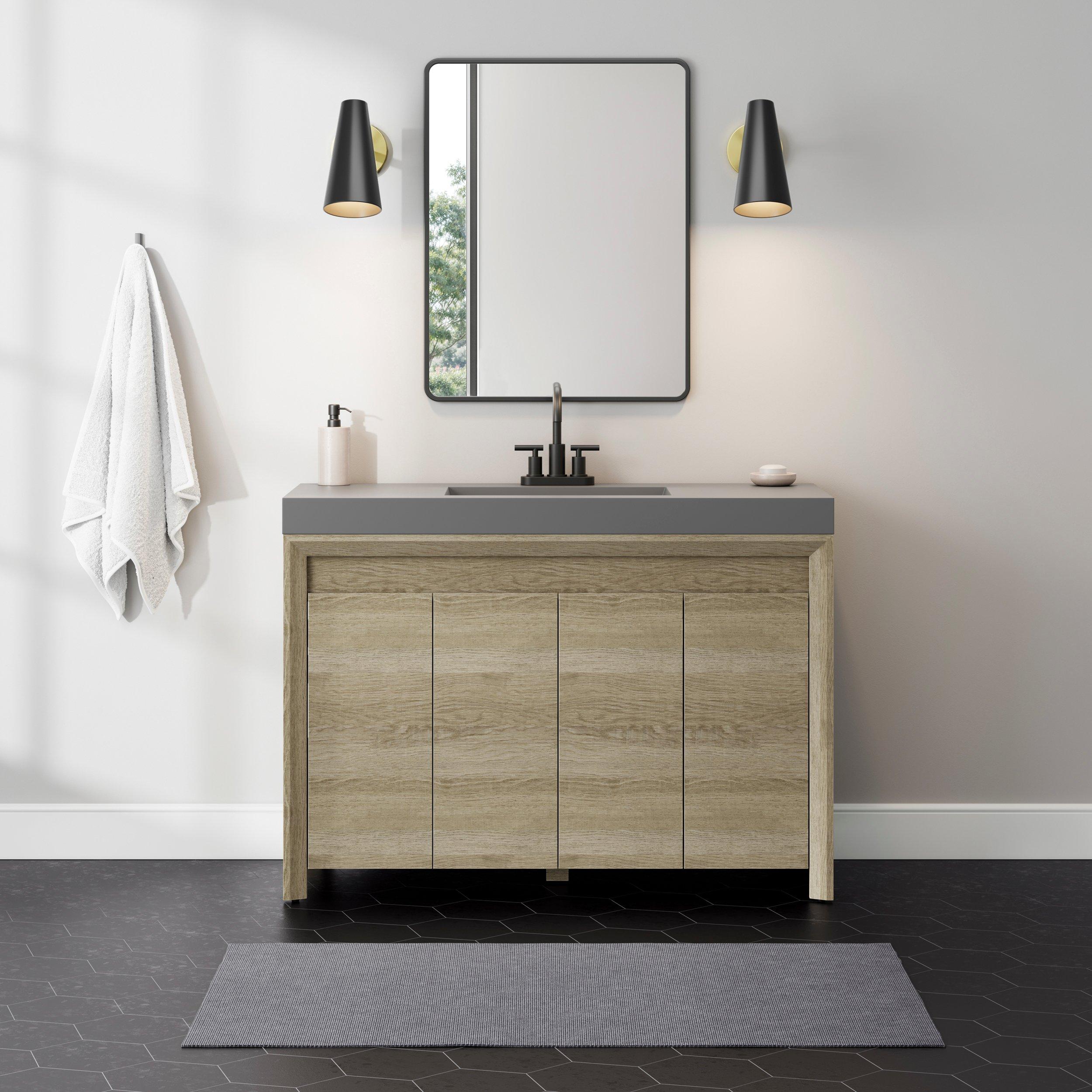 Warren 47 in. Natural Oak Finish Vanity with Cultured Marble Top