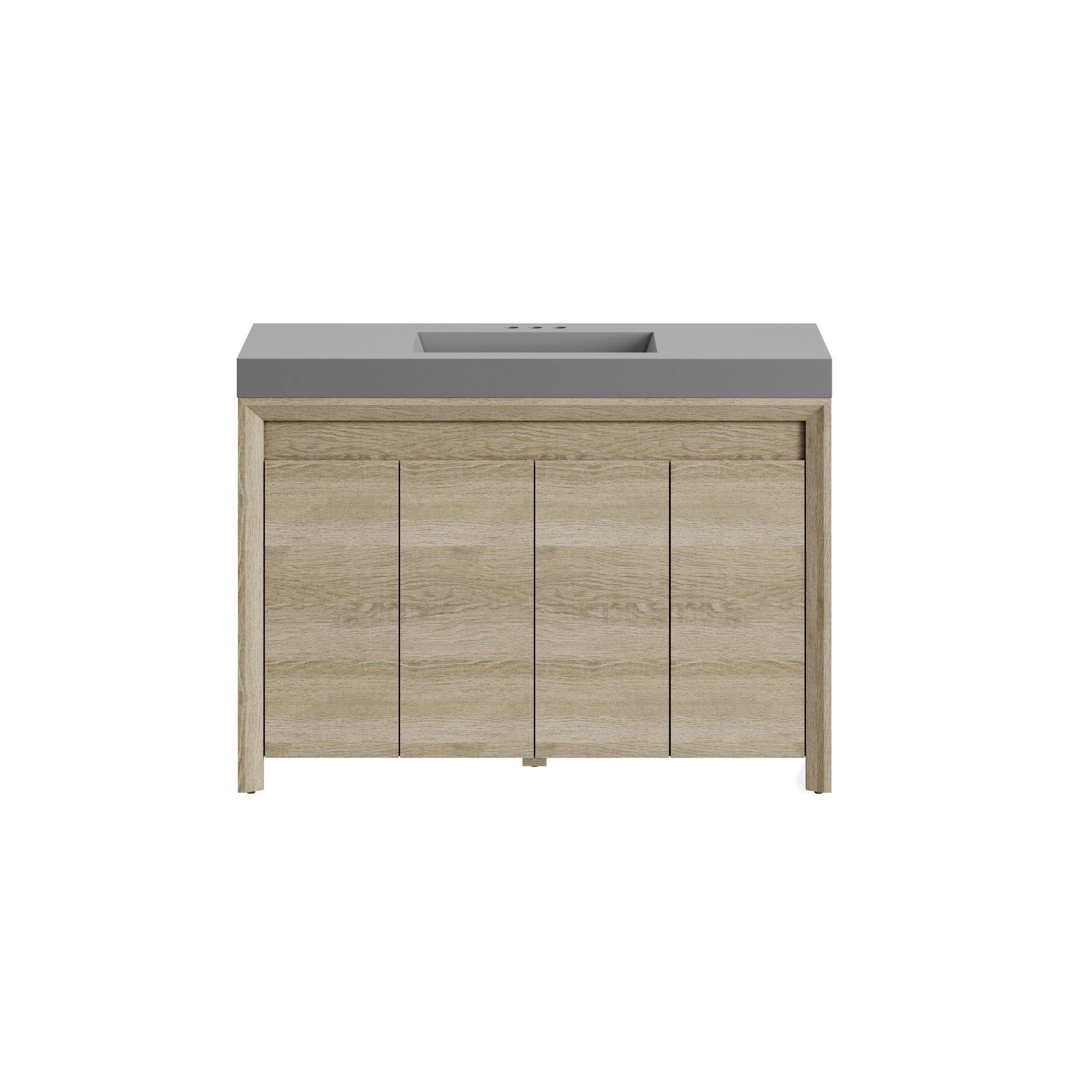 Warren 47 in. Natural Oak Finish Vanity with Cultured Marble Top