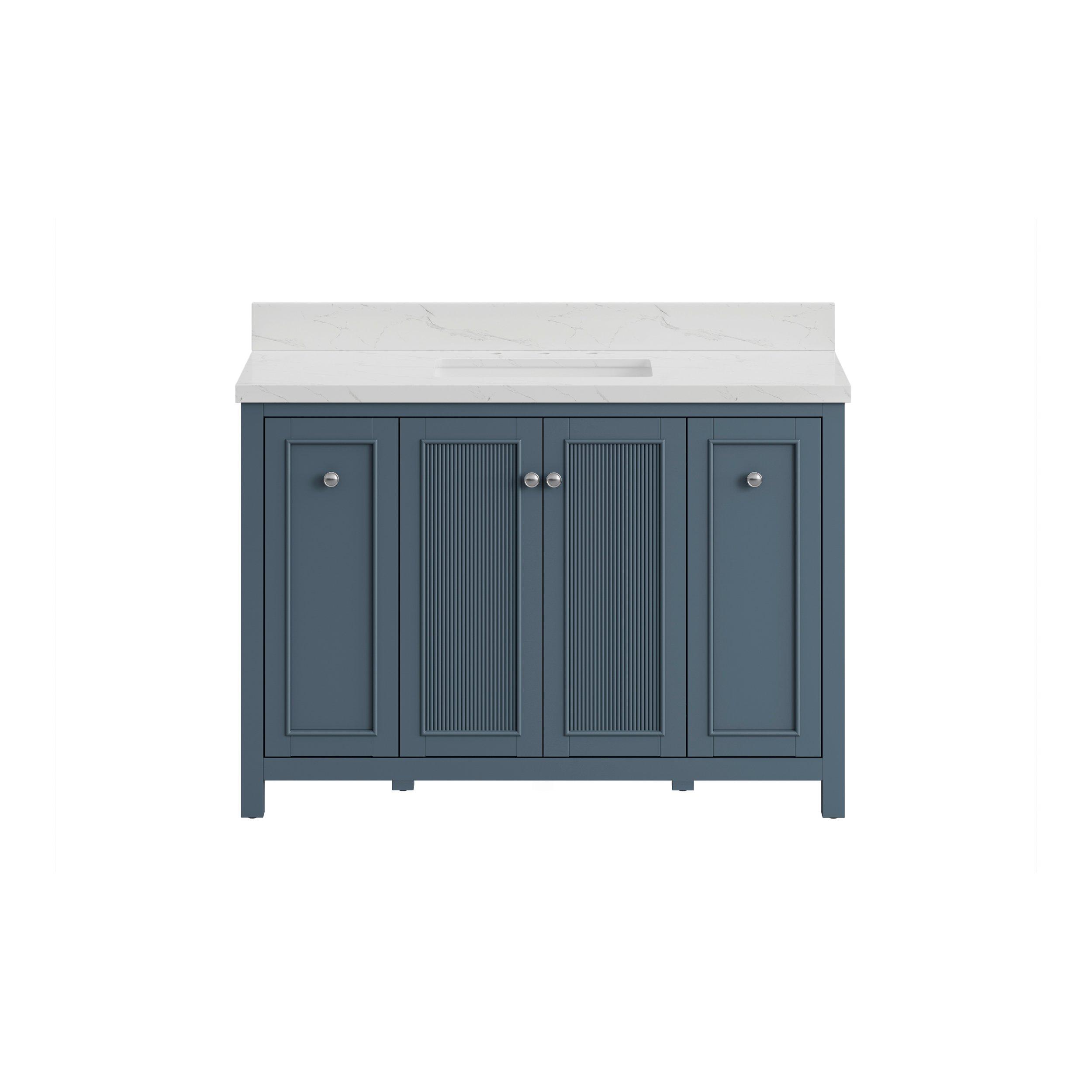 Lorain 49 in. Blue Vanity with Engineered Stone Top