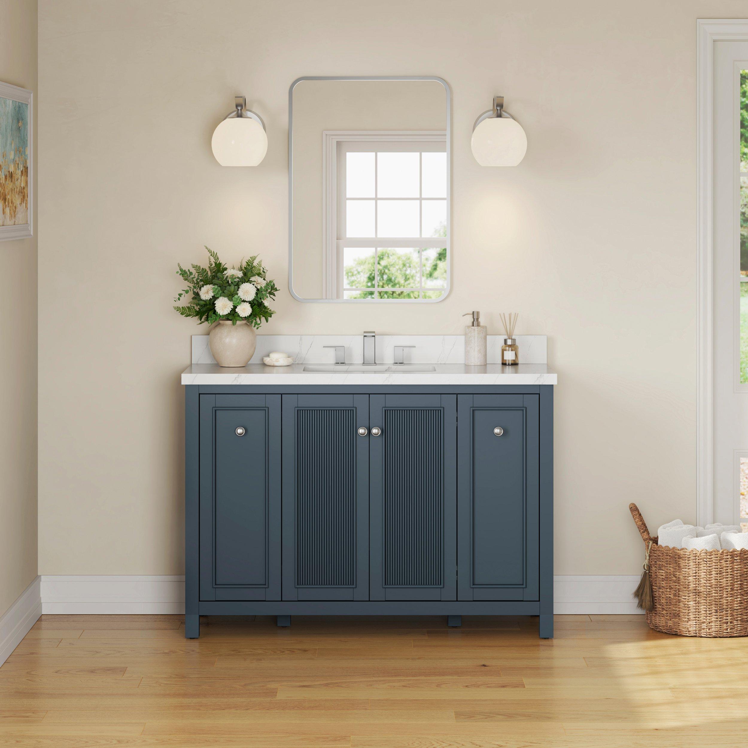 Lorain 49 in. Blue Vanity with Engineered Stone Top