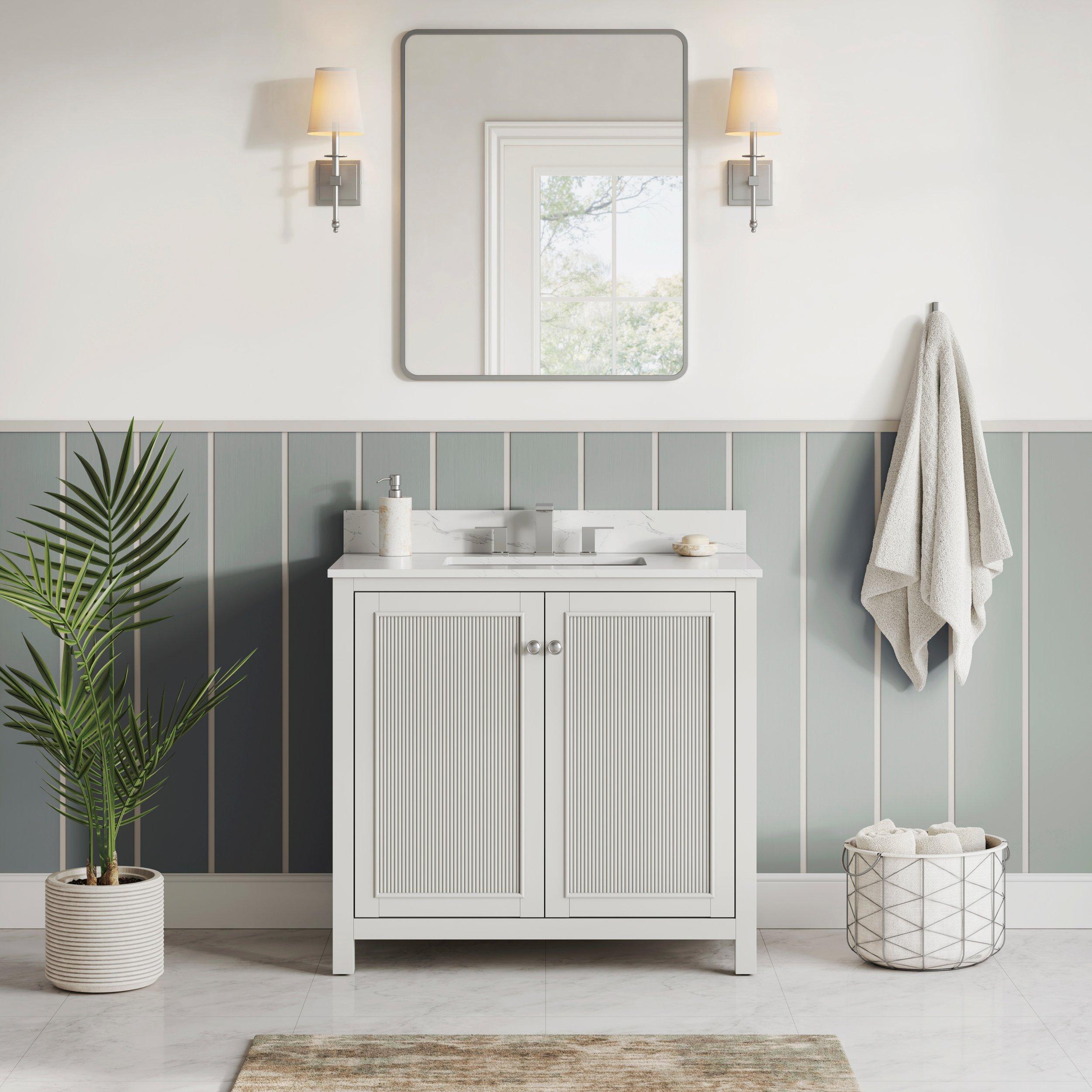 Lorain 37 in. Gray Vanity with Engineered Stone Top