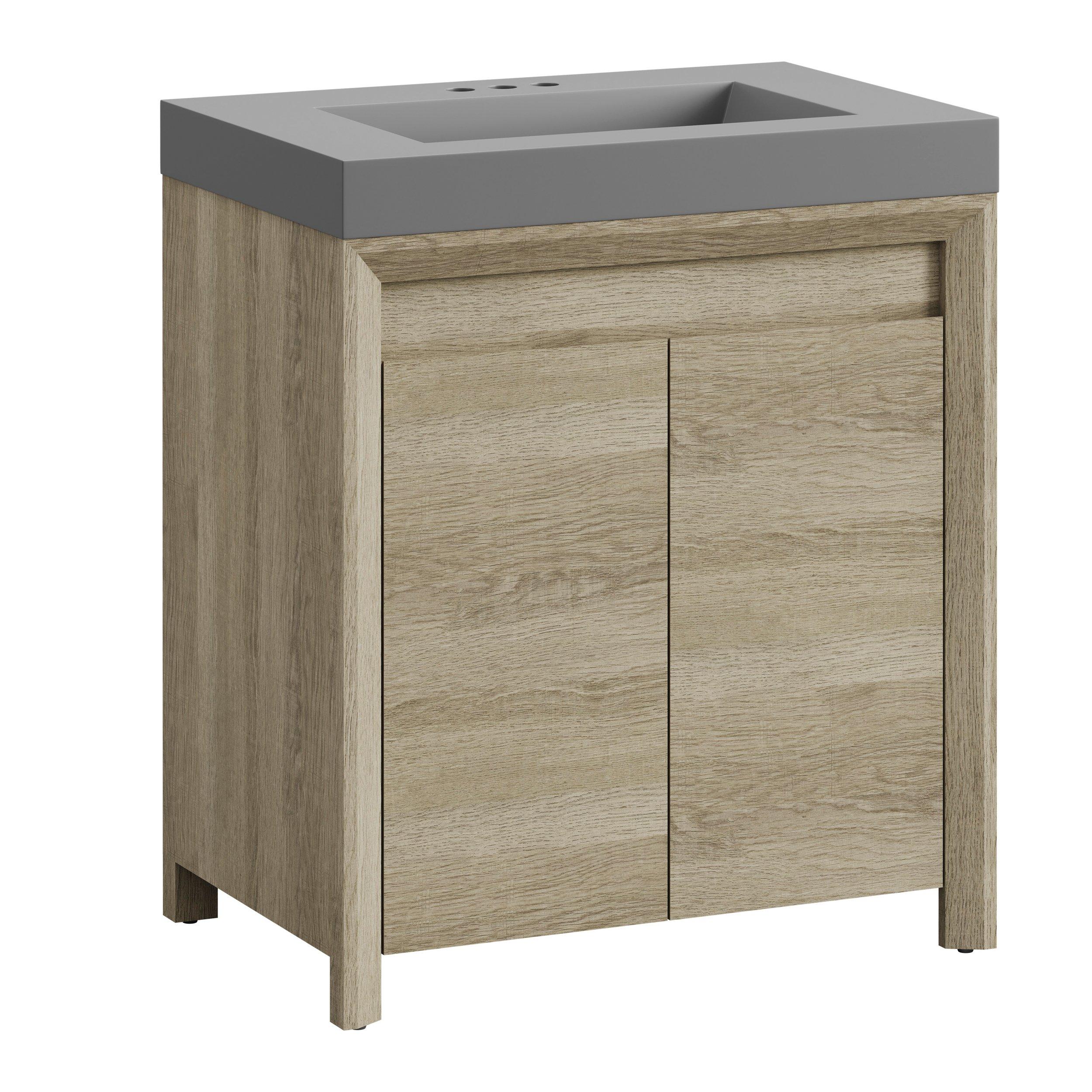 Warren 30 in. Natural Oak Finish Vanity with Cultured Marble Top