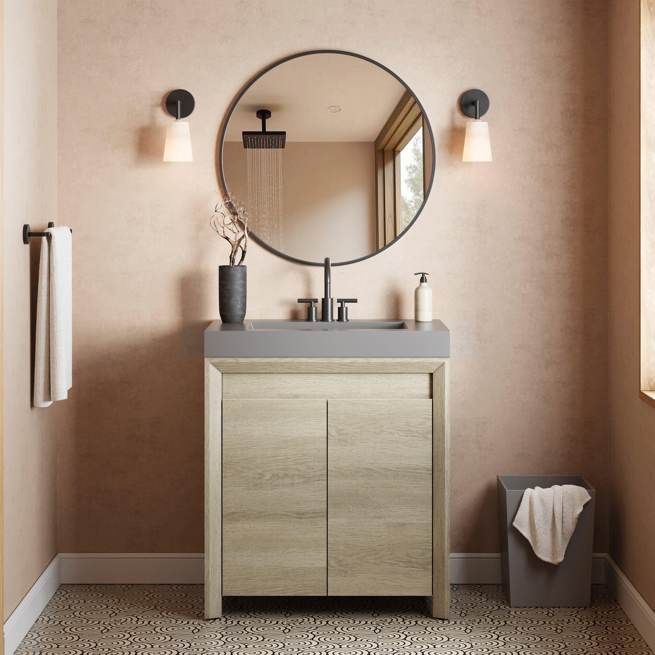 Warren 30 in. Natural Oak Finish Vanity with Cultured Marble Top