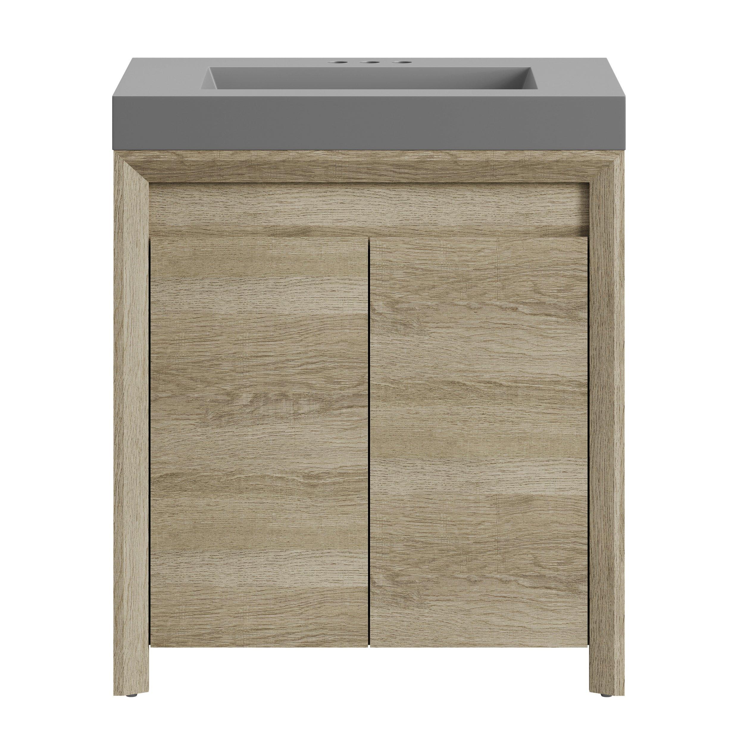 Warren 30 in. Natural Oak Finish Vanity with Cultured Marble Top