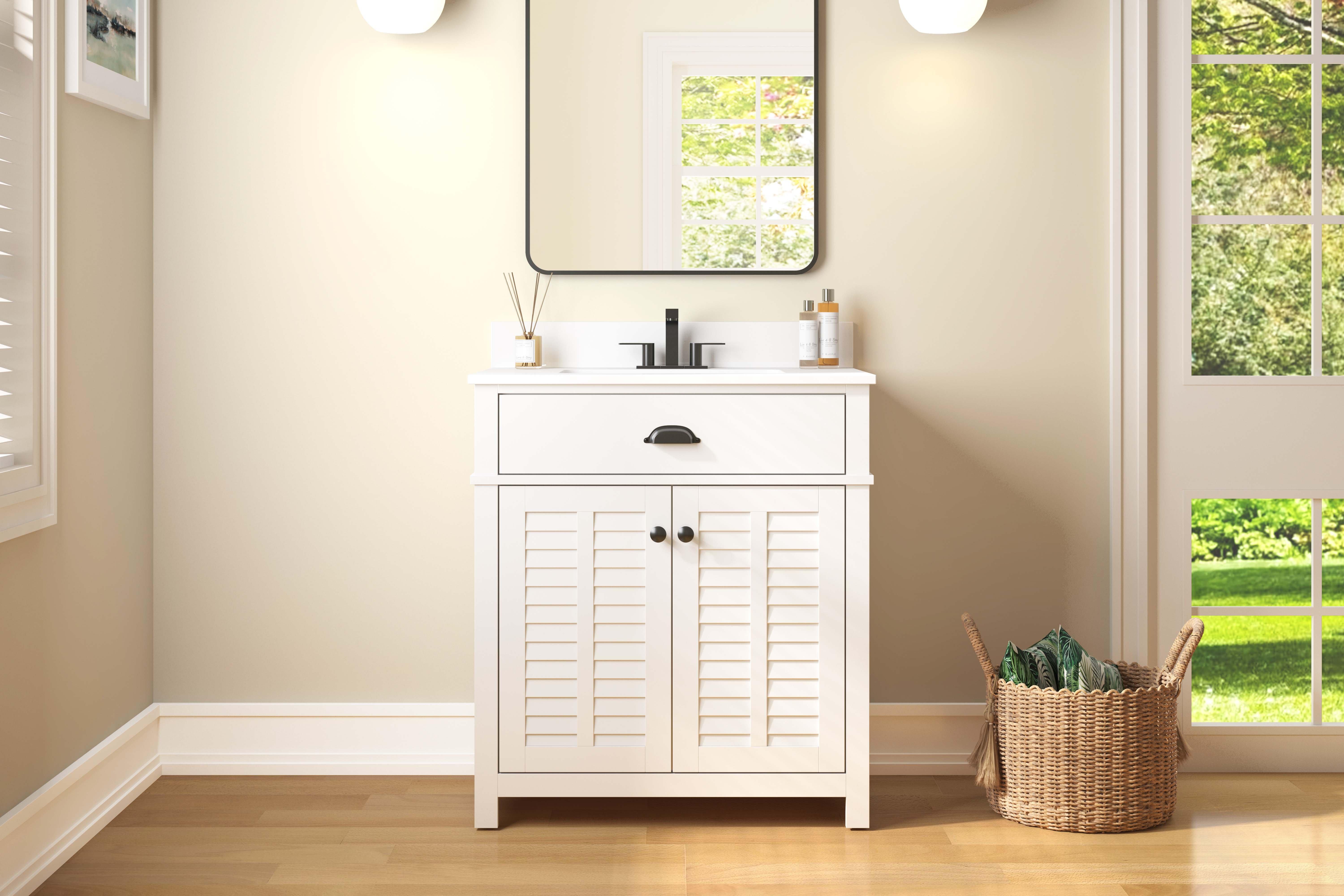 Bellville 49 in. White Vanity with Engineered Stone Top