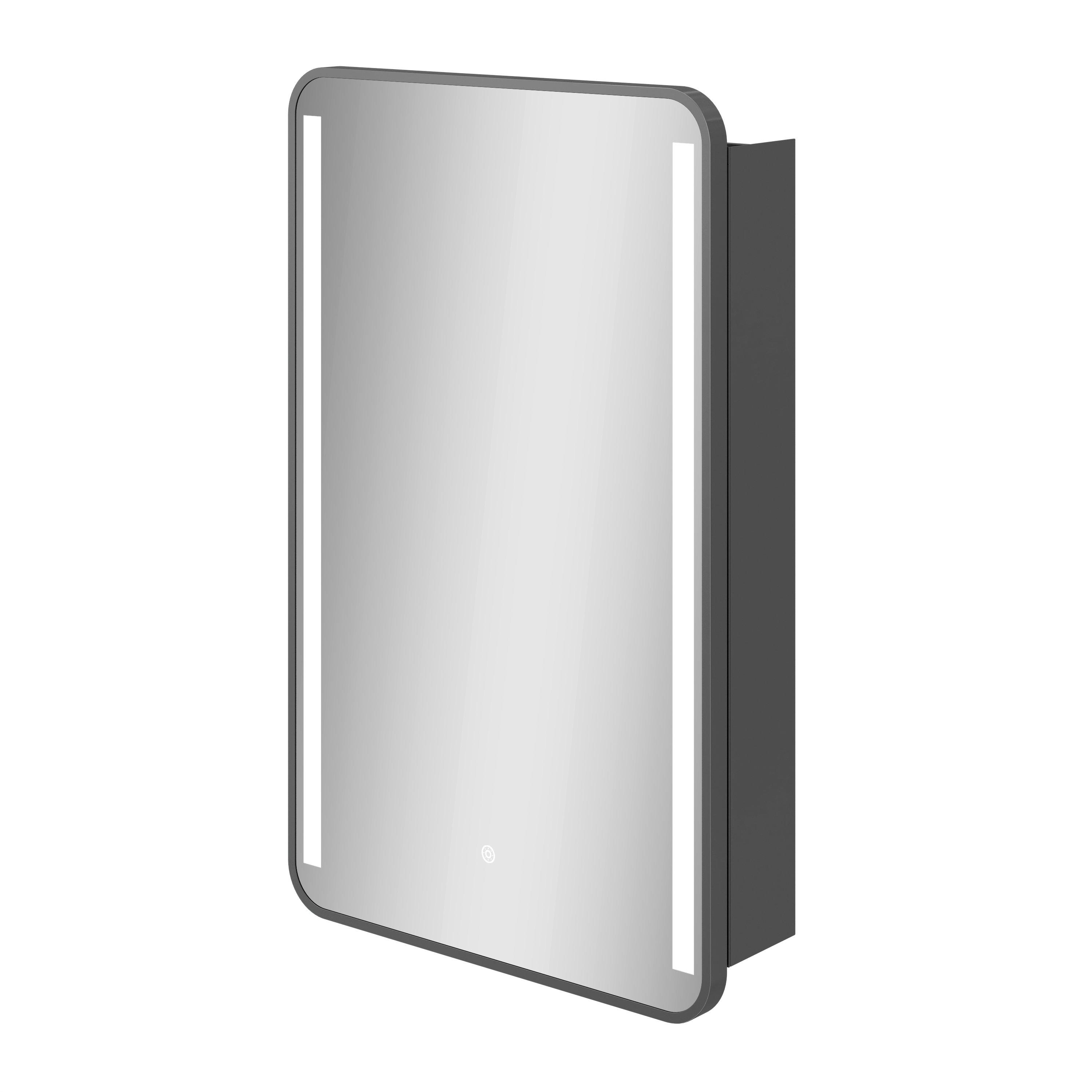 Rhone 21 in. Matte Black Mirror Mecidine Cabinet