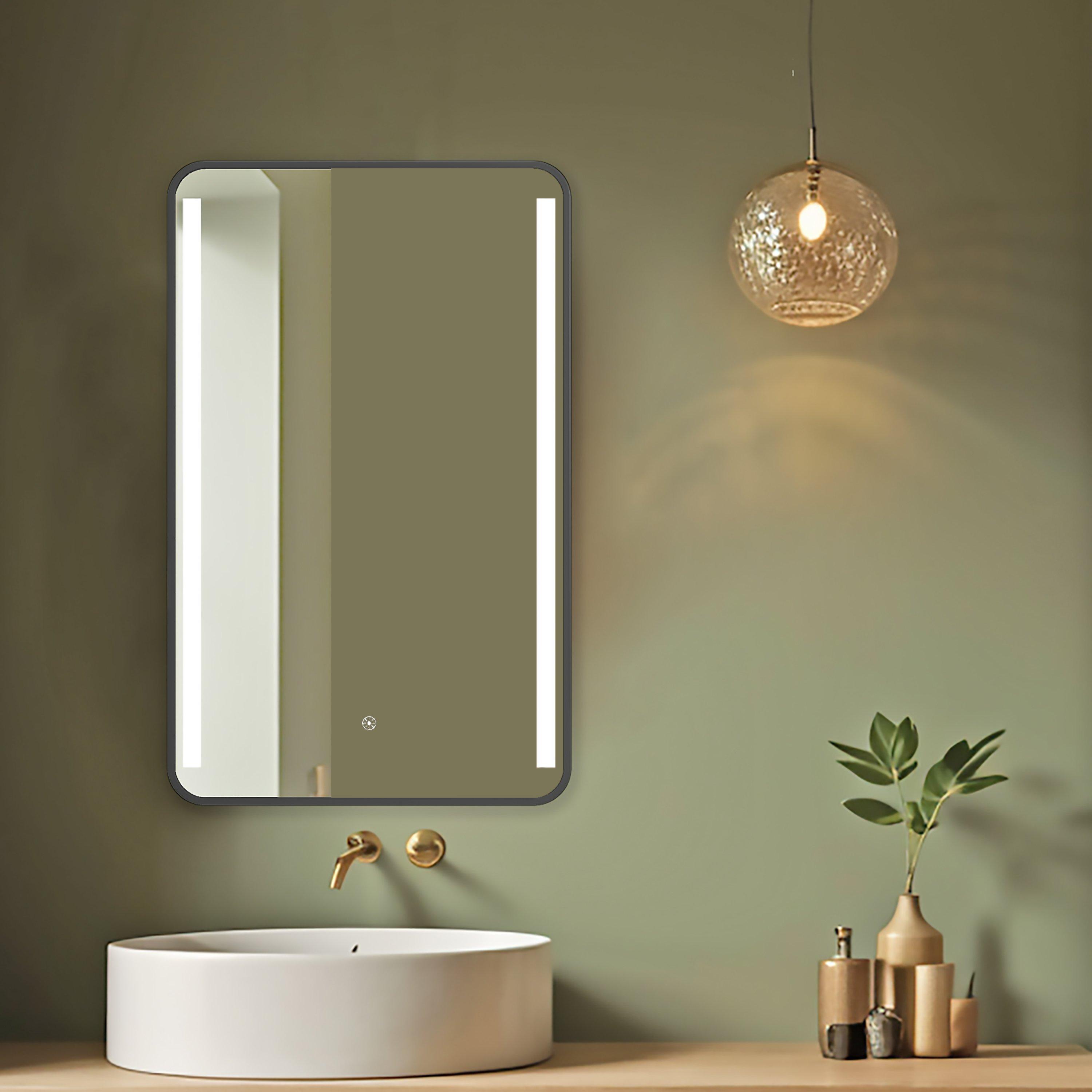 Rhone 21 in. Matte Black Mirror Mecidine Cabinet