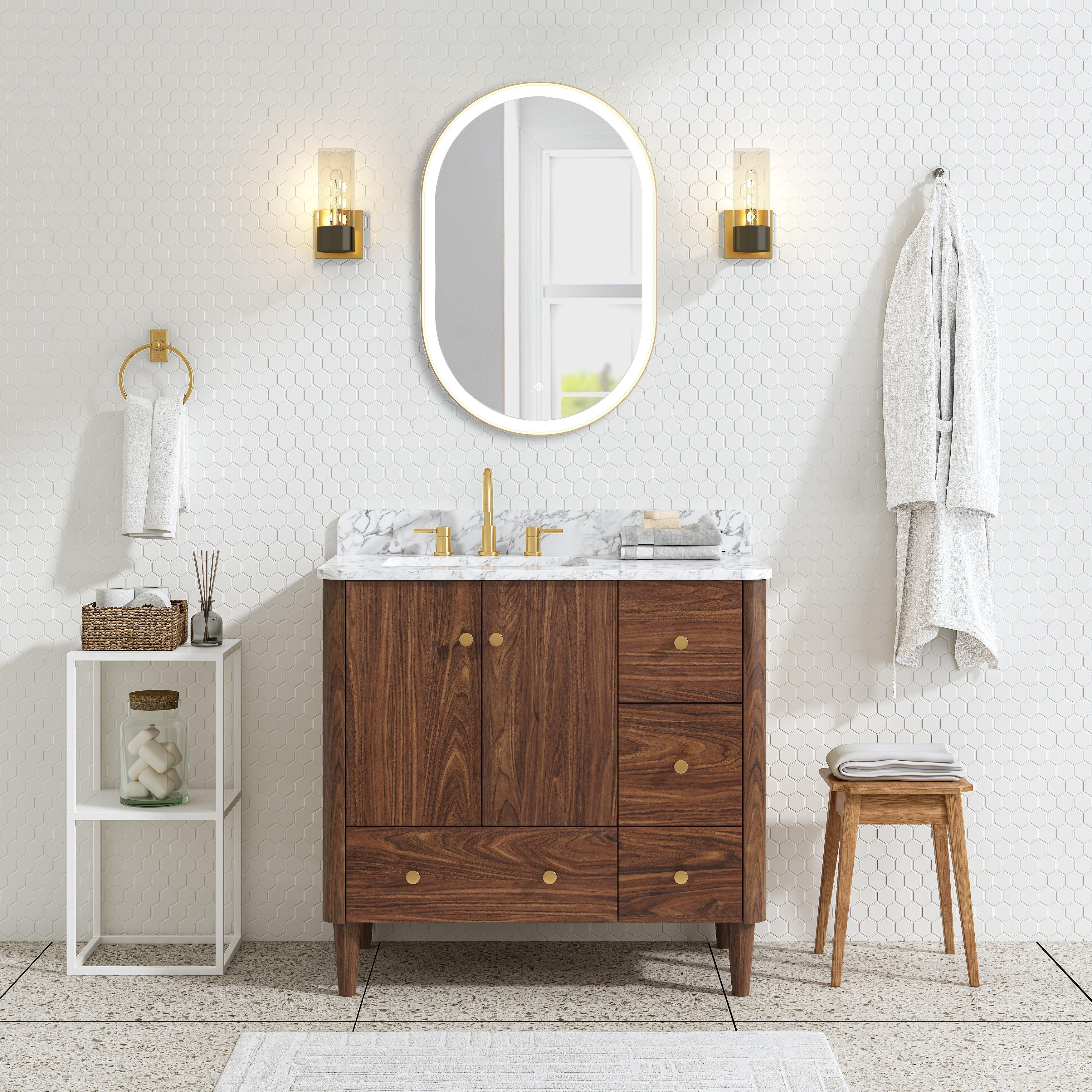 Seine 24 in.Brushed Gold LED Mirror