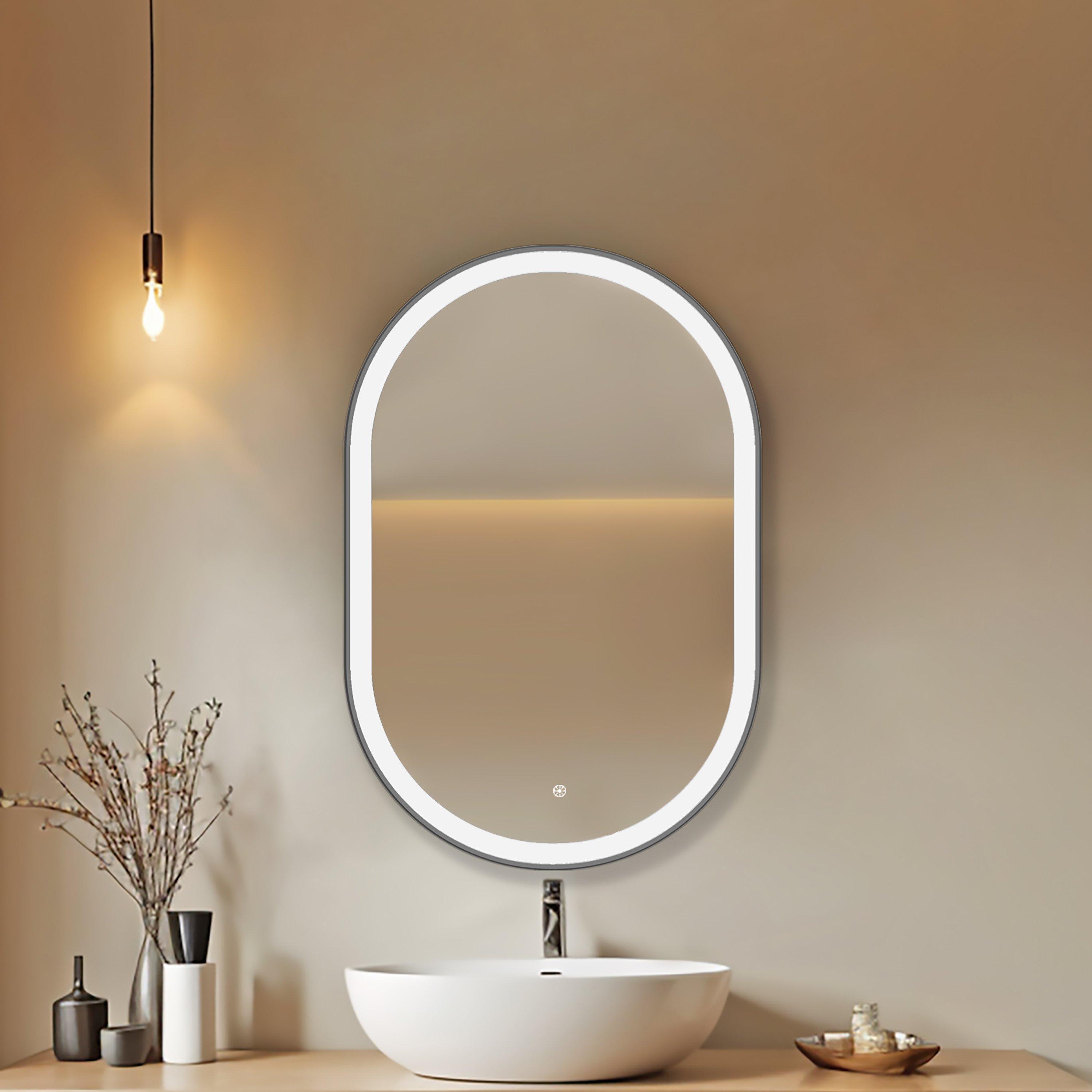 Seine 24 in. Matte Black LED Mirror