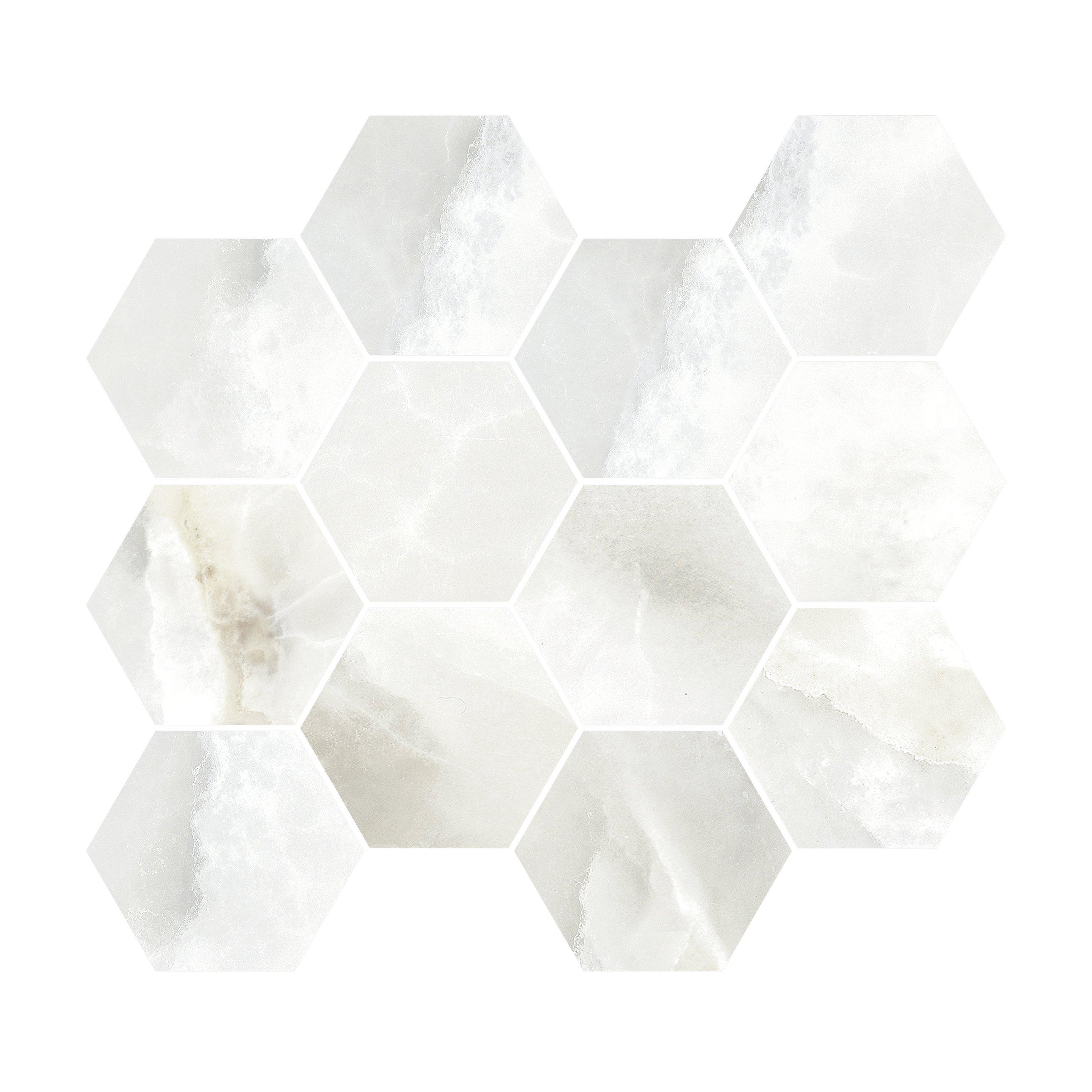 Alessia Bianca Hexagon Polished Porcelain Mosaic