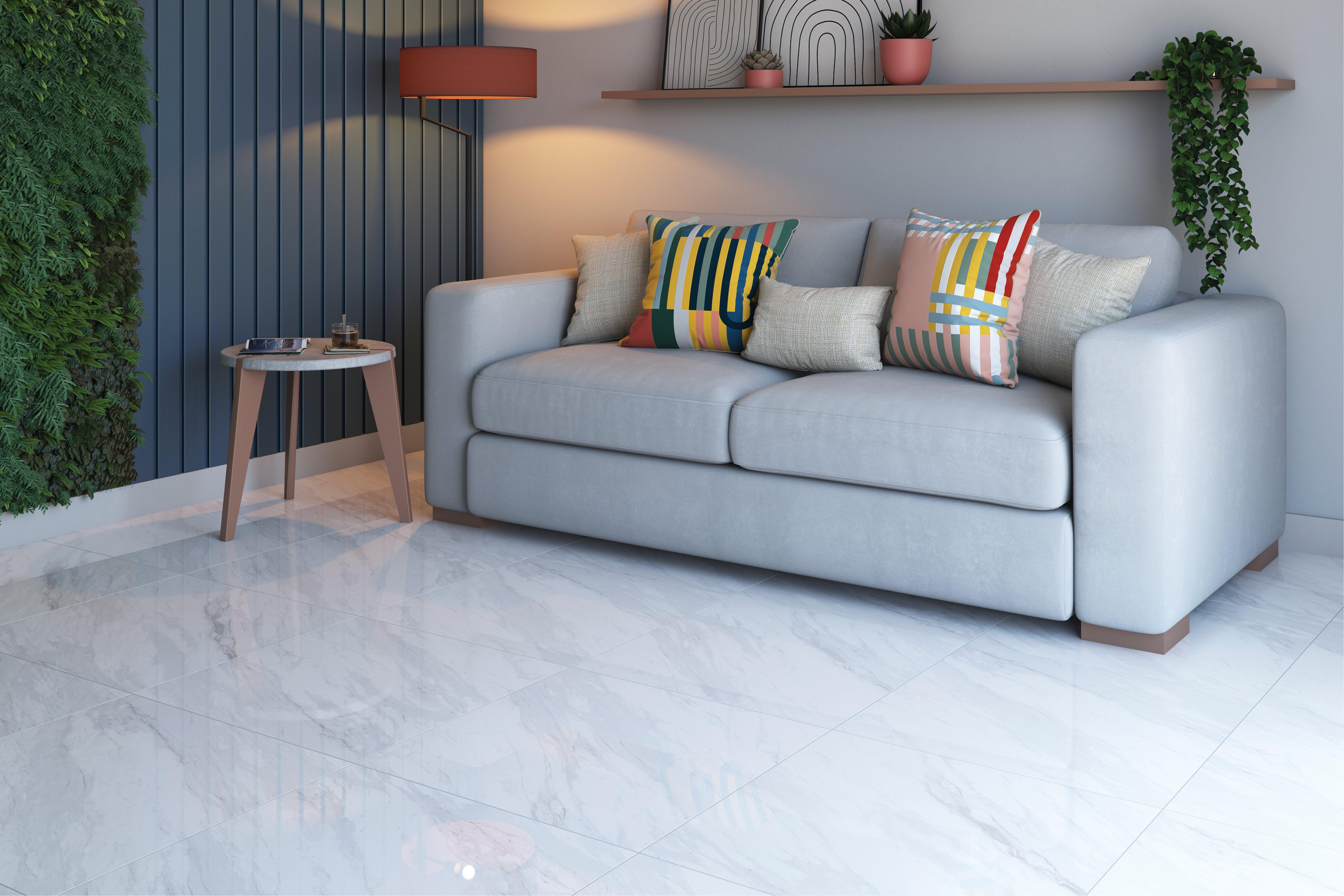 Montevino White Polished Porcelain Tile