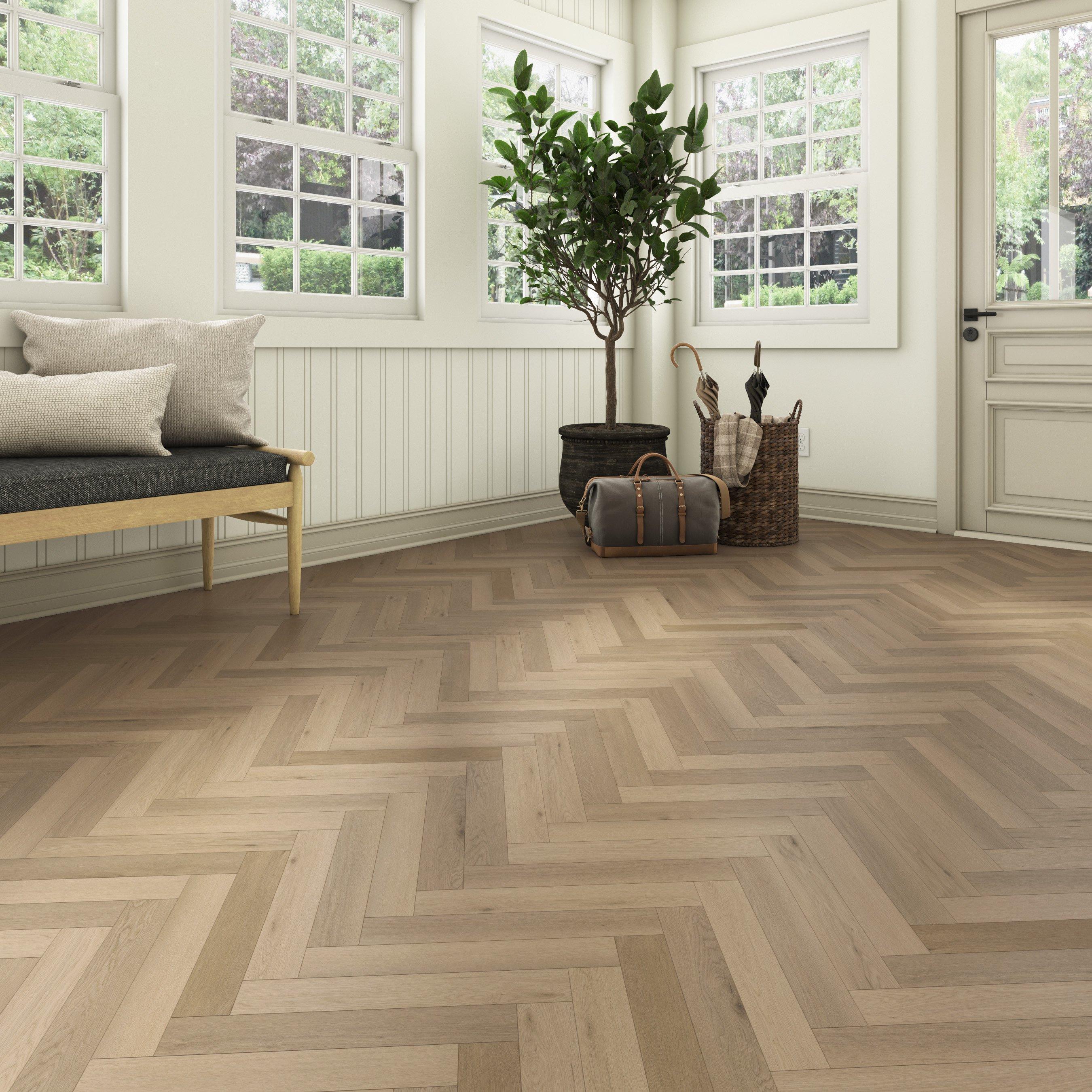 Harper Herringbone Waterproof Rigid Core Luxury Vinyl Plank - Cork Pad