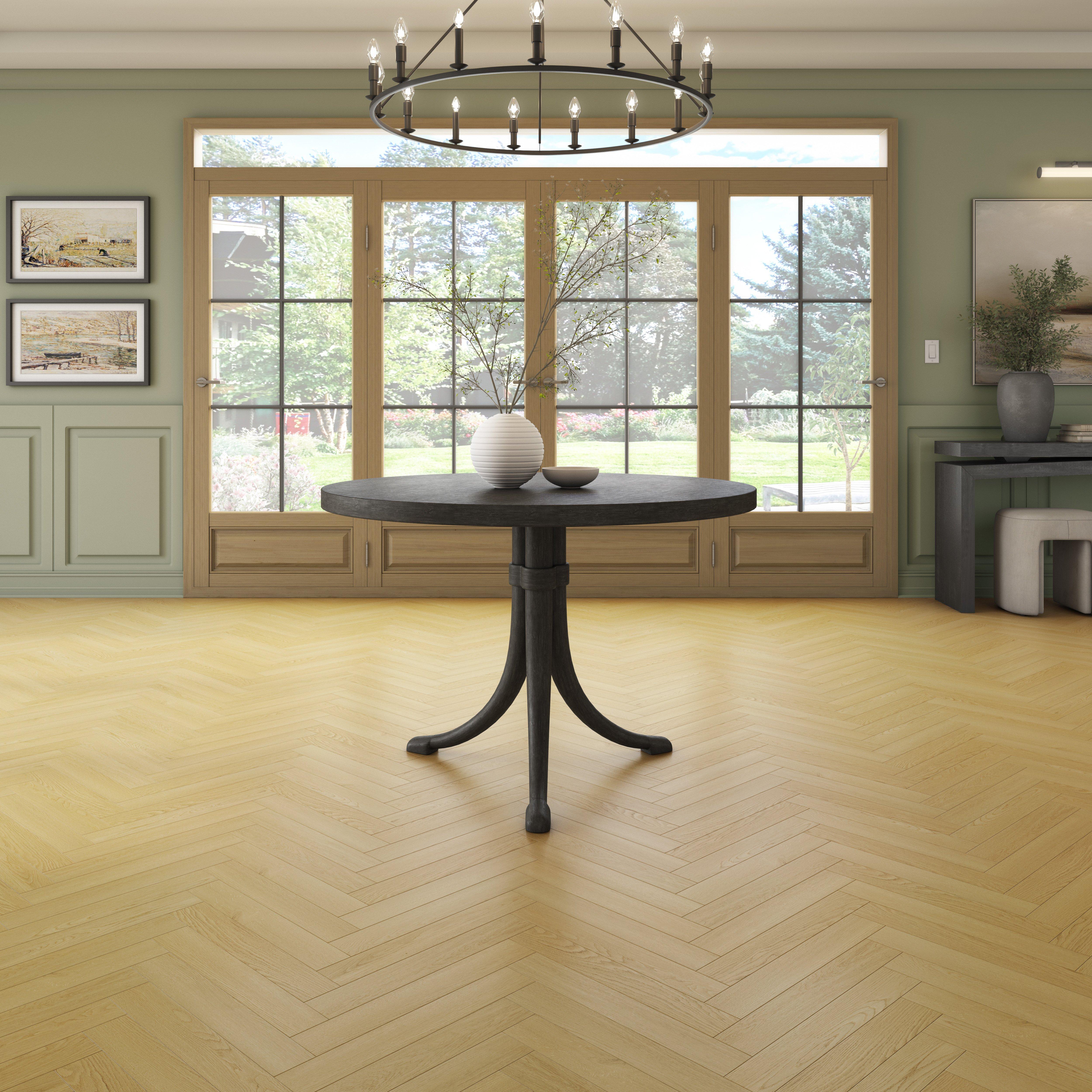 Paloma Herringbone Waterproof Rigid Core Luxury Vinyl Plank - Cork Pad