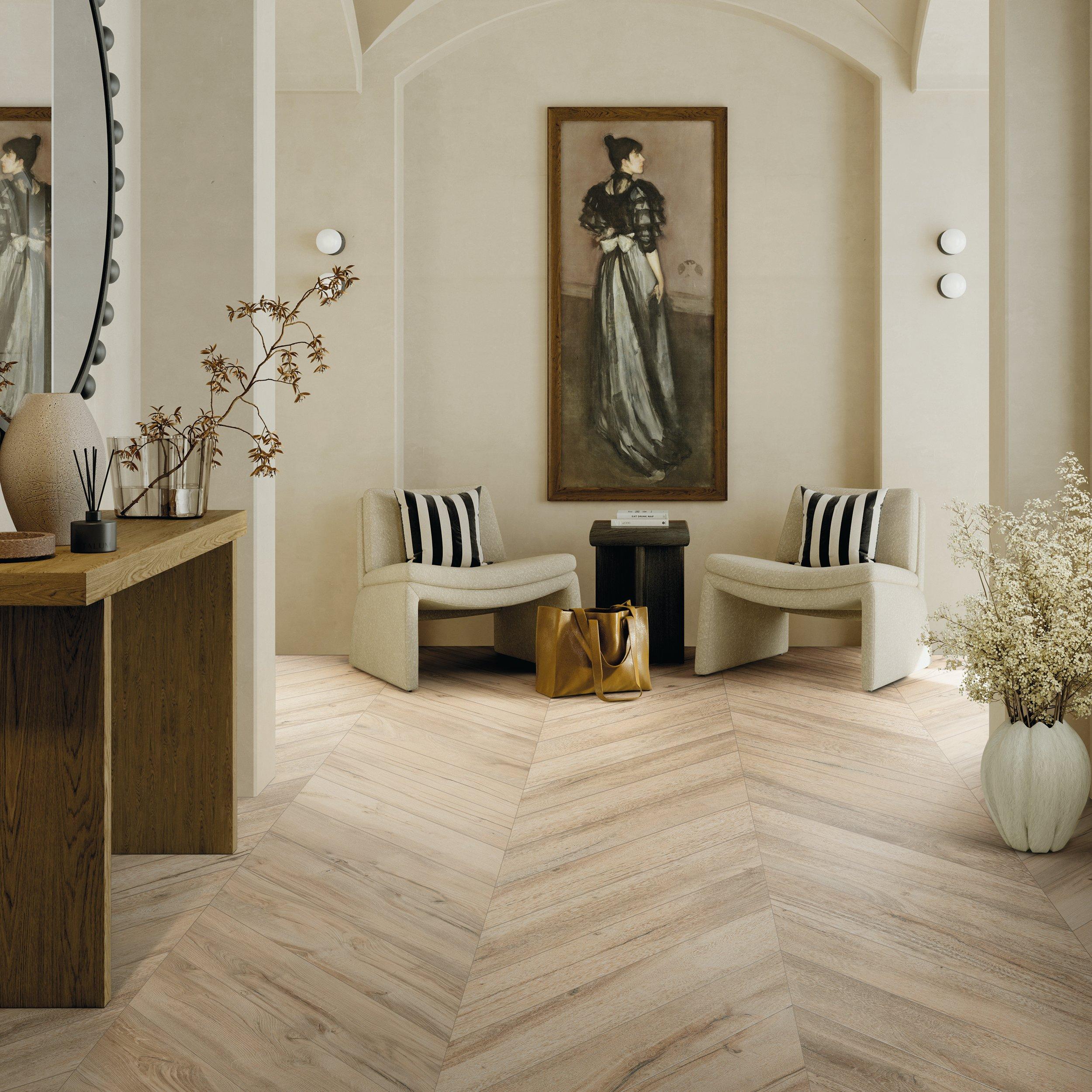 Canterbury Chestnut Chevron Wood Plank Matte Porcelain Tile