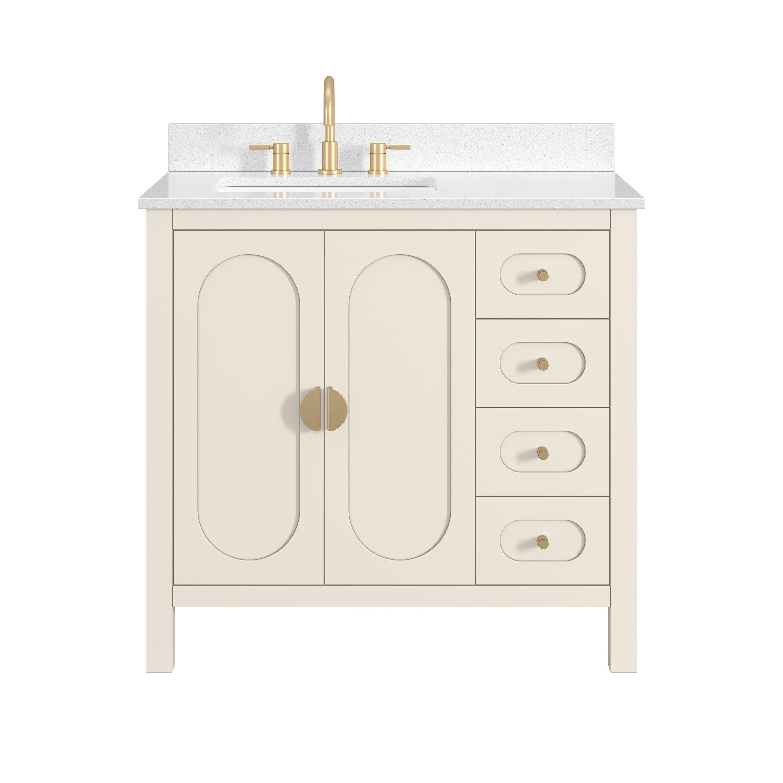 Haven 37 in. Ivory Vanity with Snow White Engineered Top