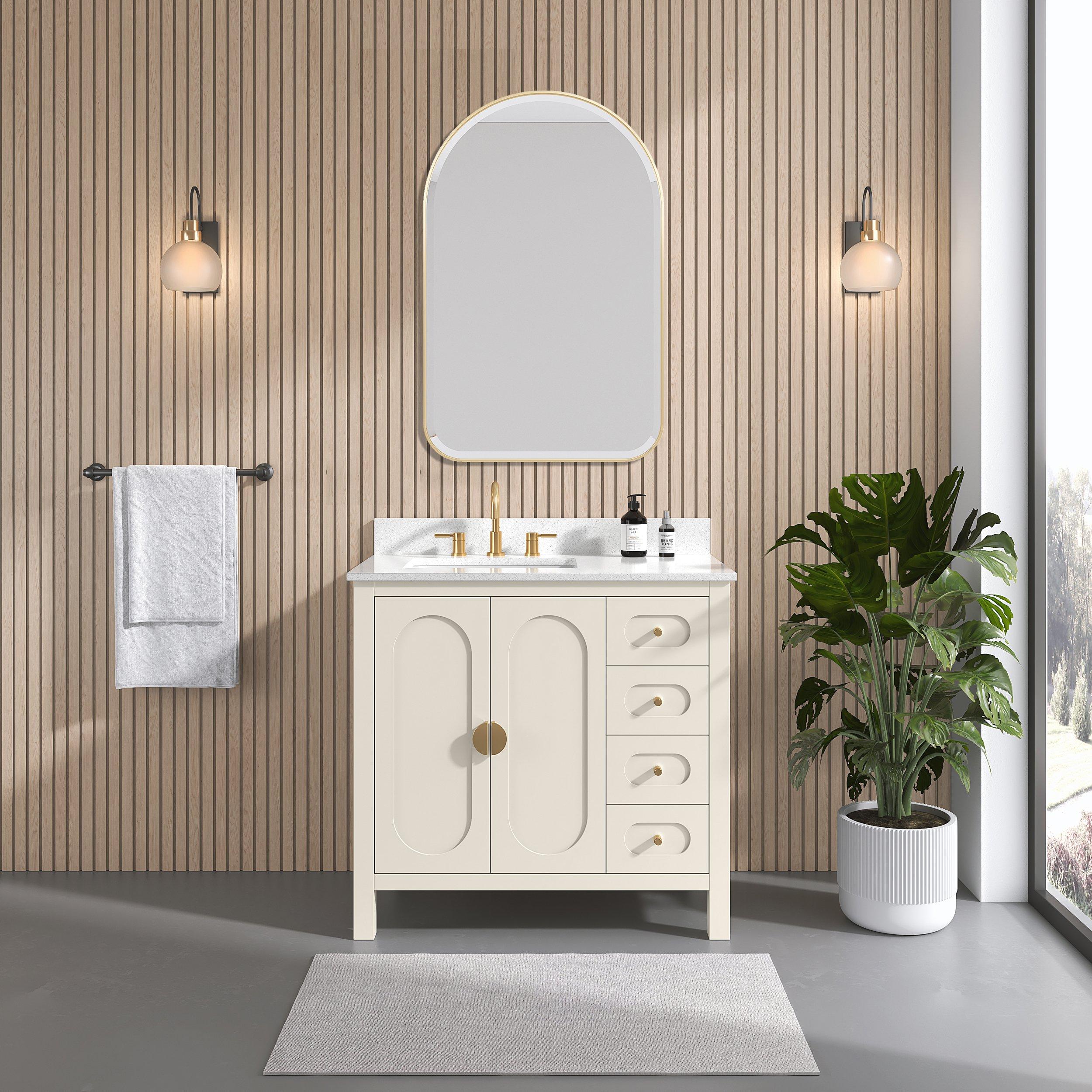 Haven 37 in. Ivory Vanity with Snow White Engineered Top