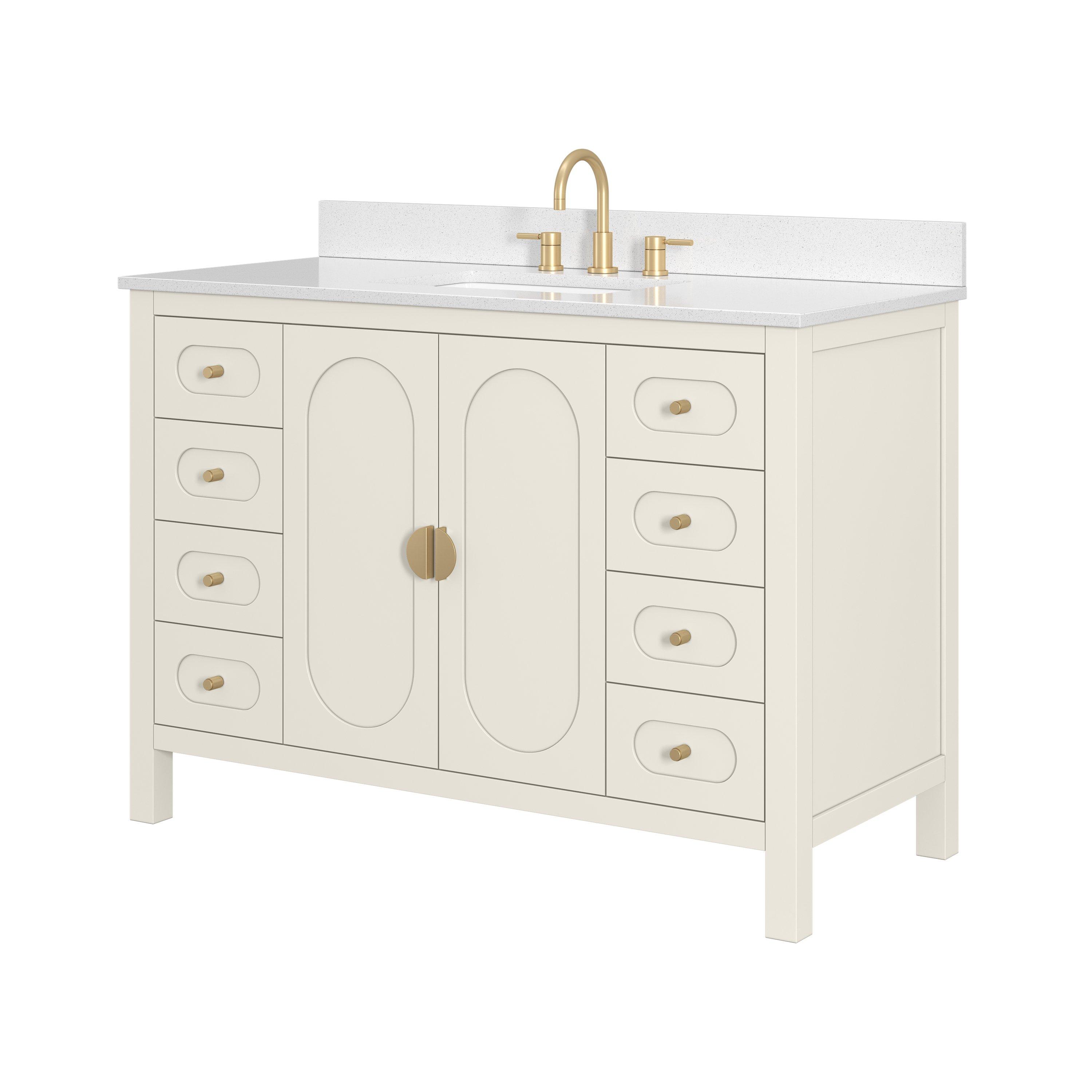 Haven 49 in. Ivory Vanity with Snow White Engineered Top