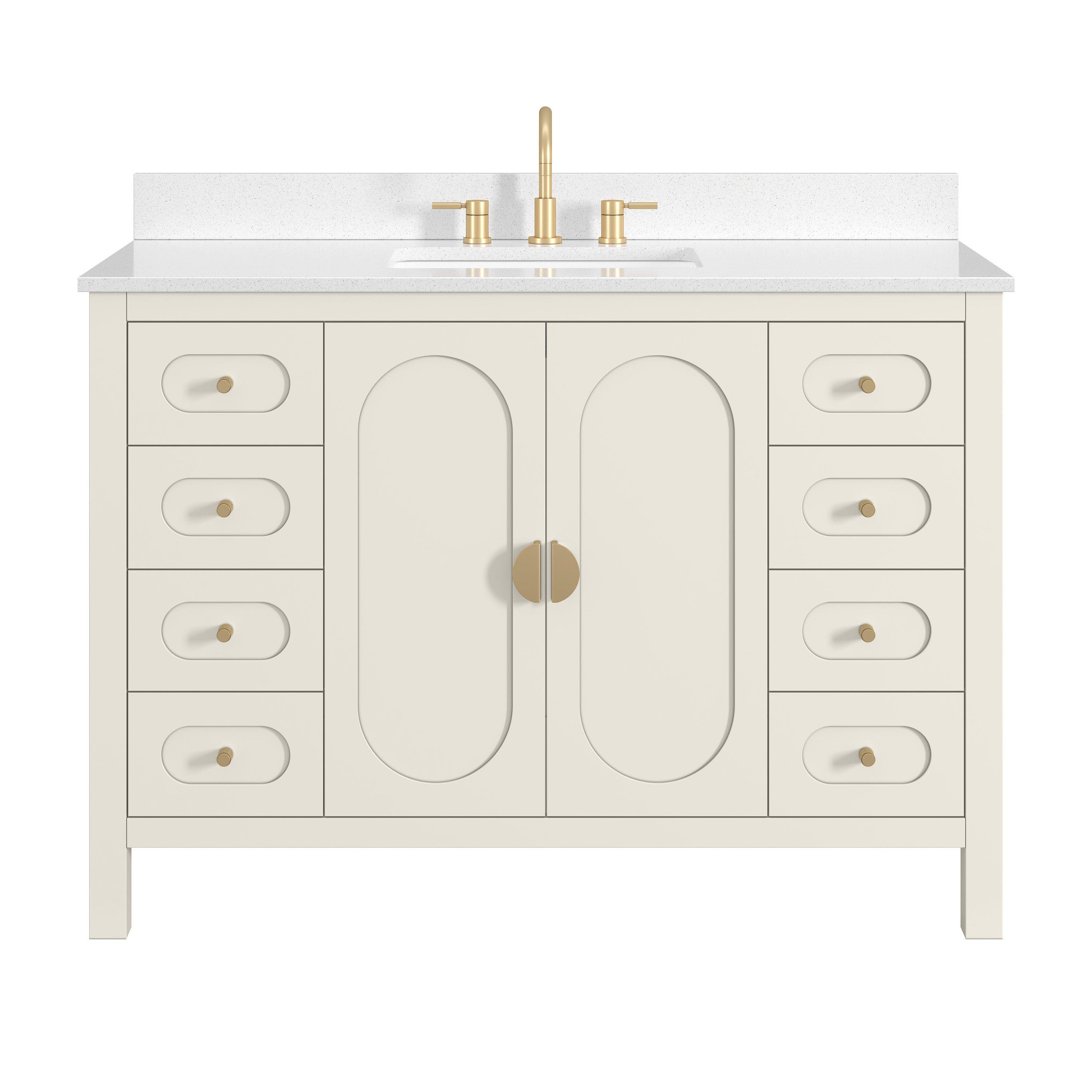 Haven 49 in. Ivory Vanity with Snow White Engineered Top