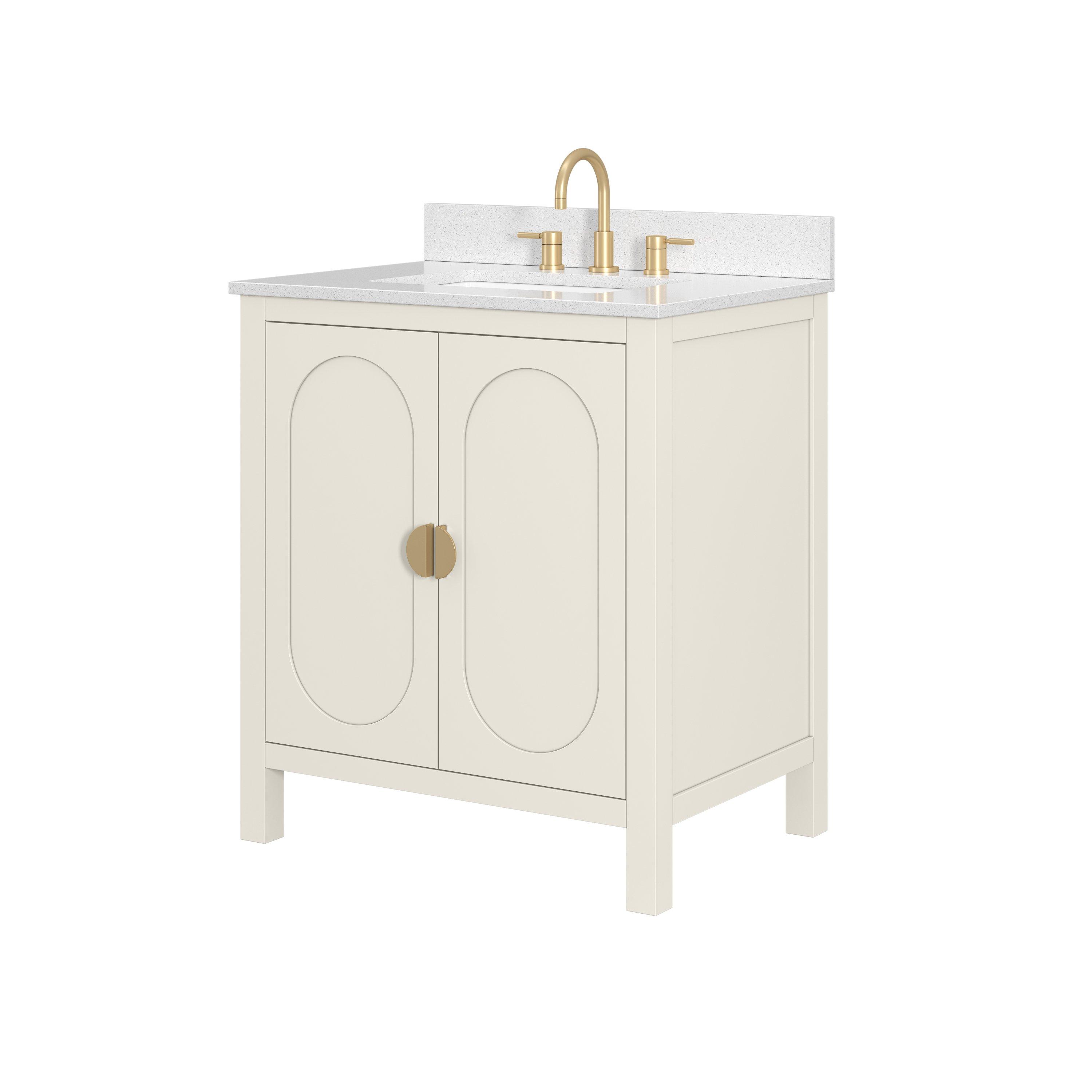 Haven 31 in. Ivory Vanity with Snow White Engineered Top