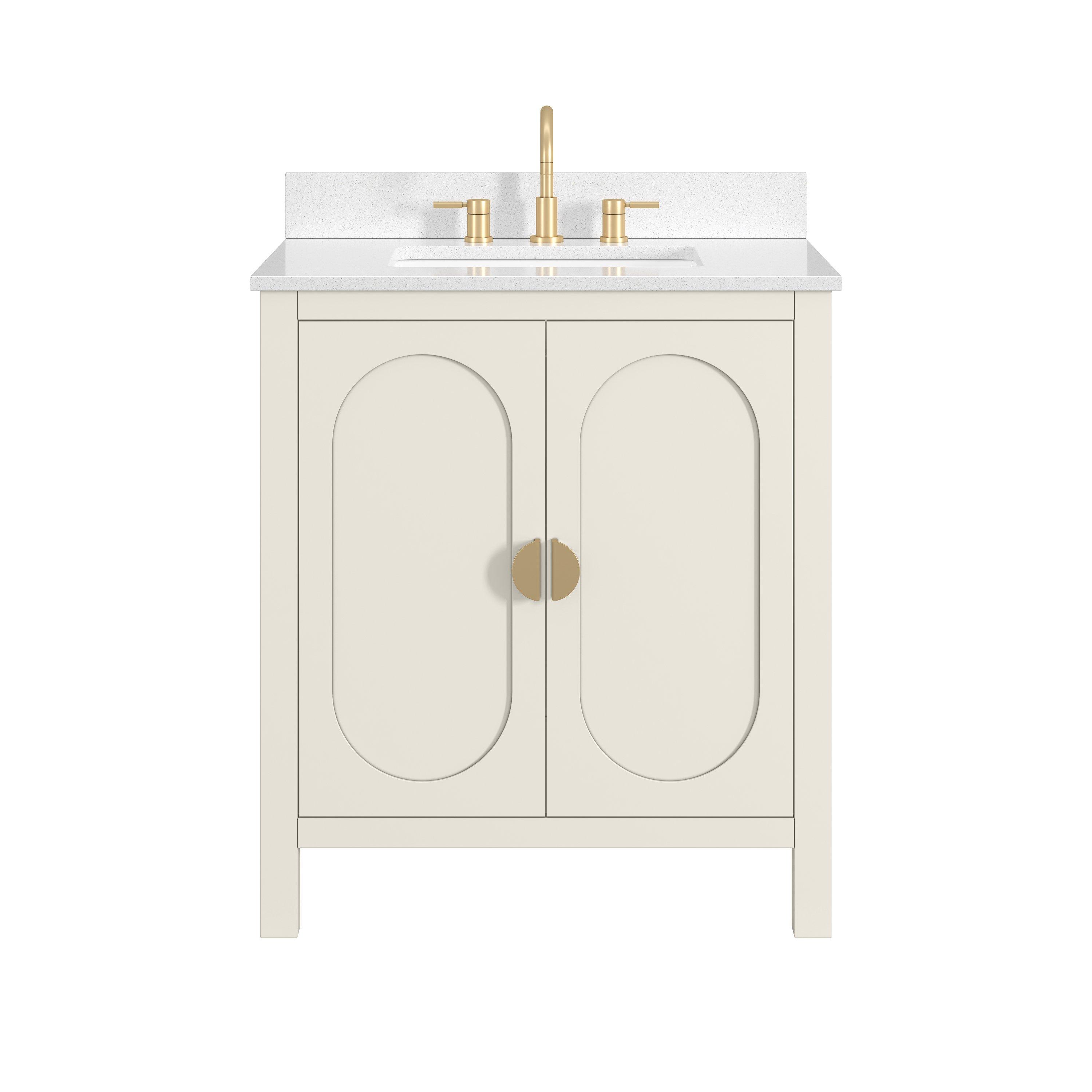 Haven 31 in. Ivory Vanity with Snow White Engineered Top