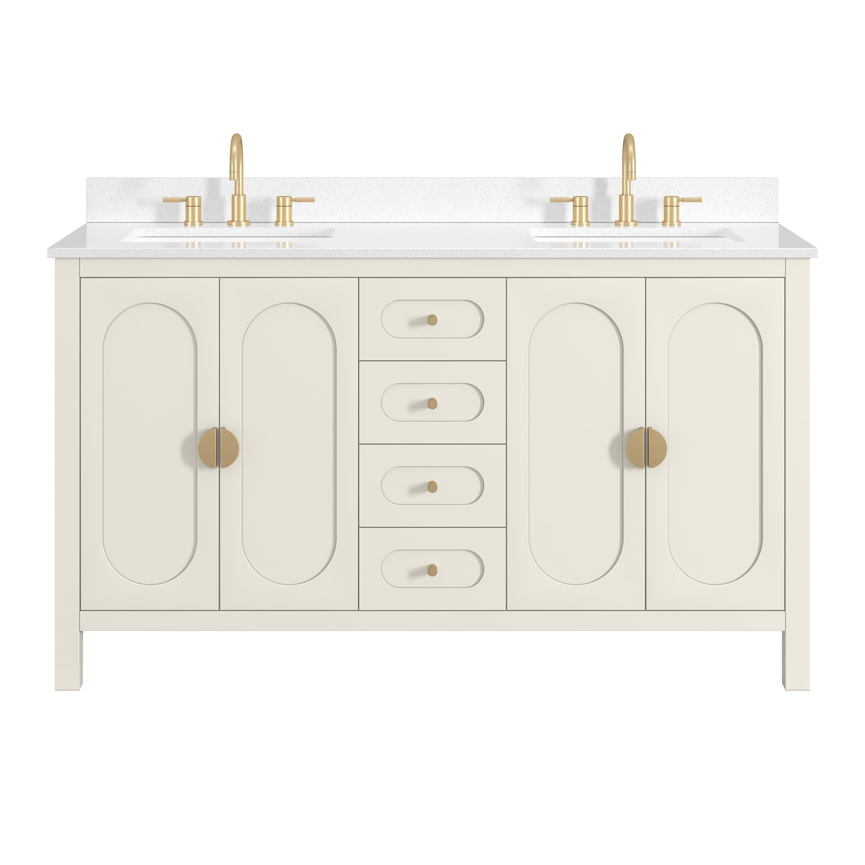 Haven 61 in. Ivory Vanity with Snow White Engineered Top