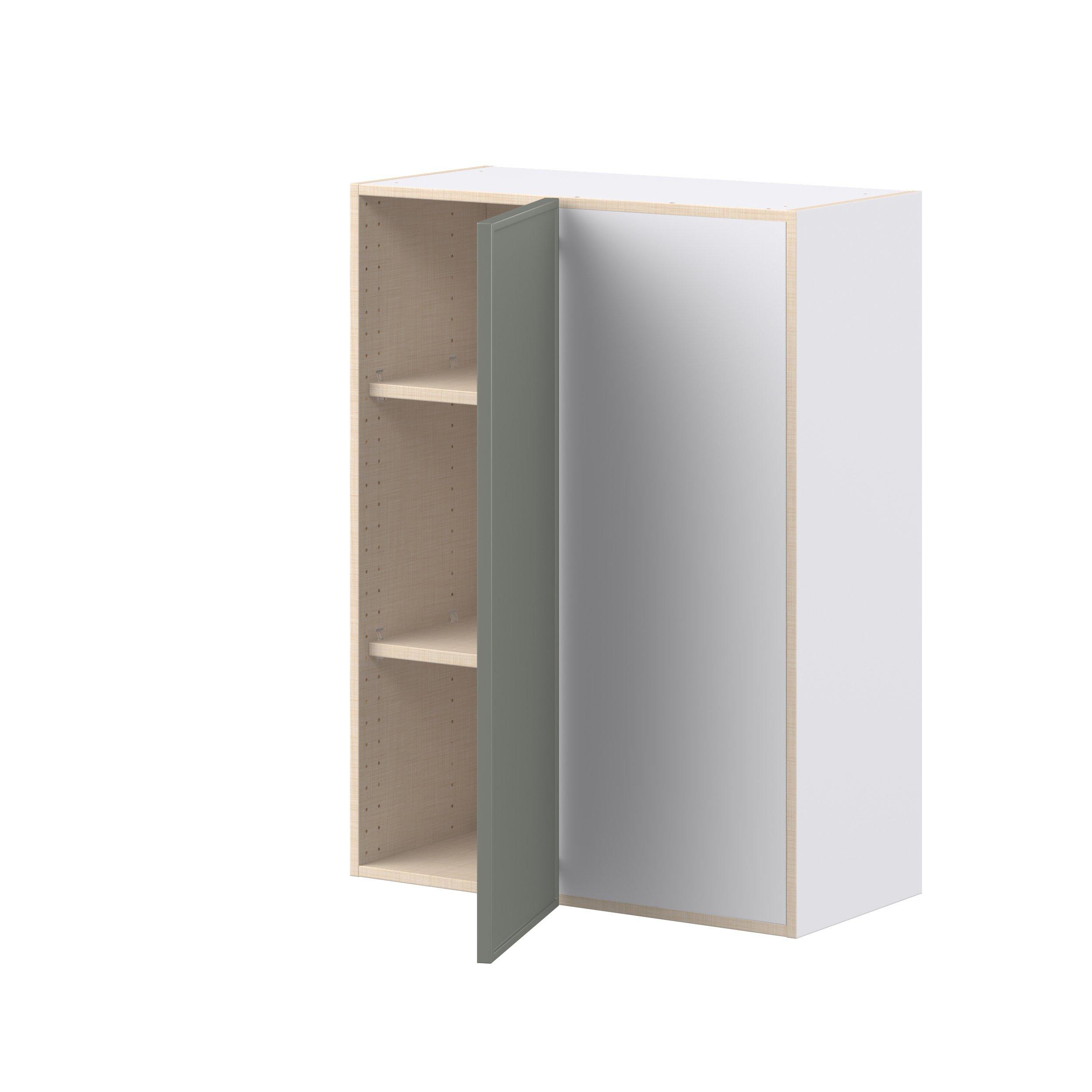Linden 30 in. Painted Washed Linen Right Open Blind Corner Wall Cabinet