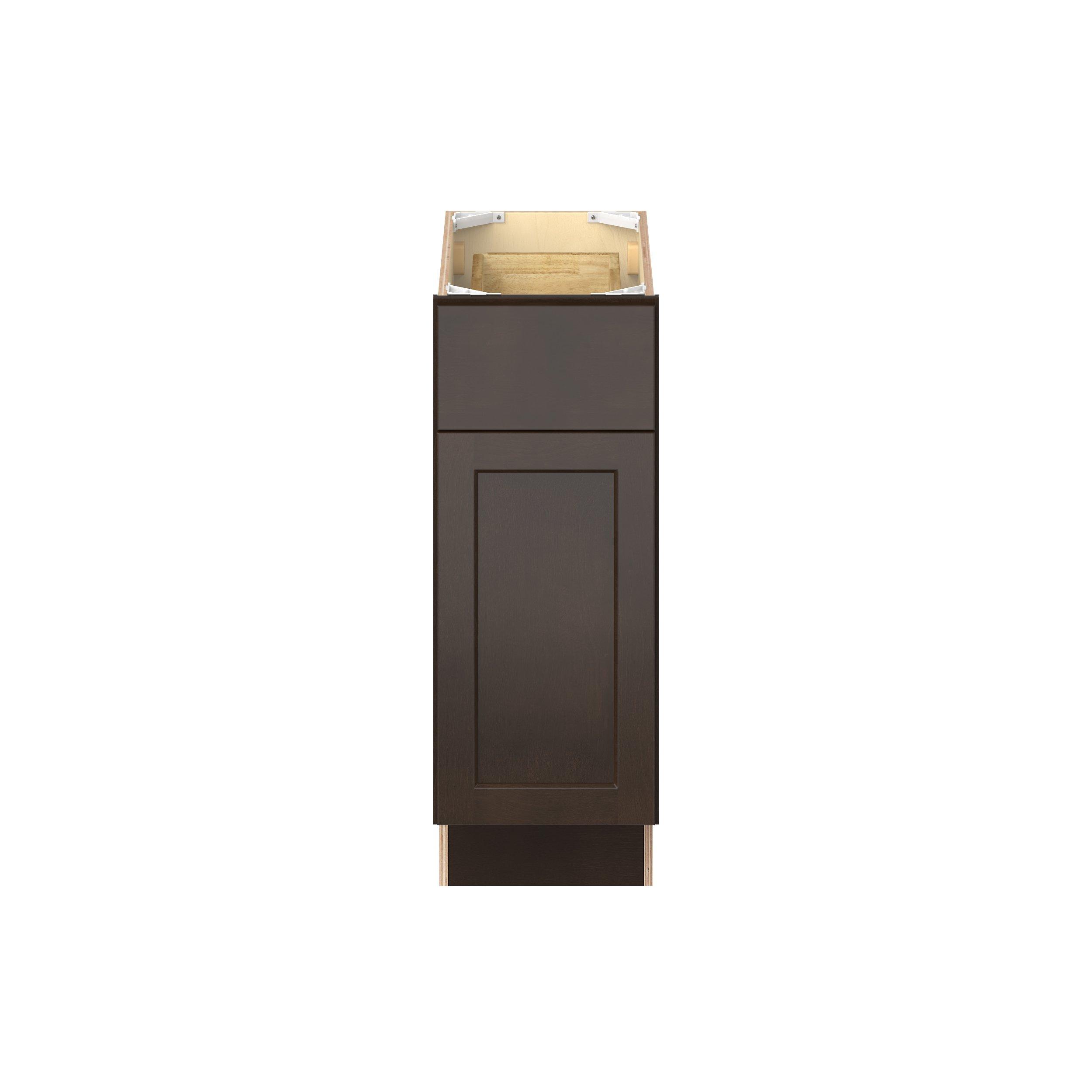 Baxley 12 in. Stained Cocoa Door and Drawer Base Cabinet - ADA - Right Door Hinge
