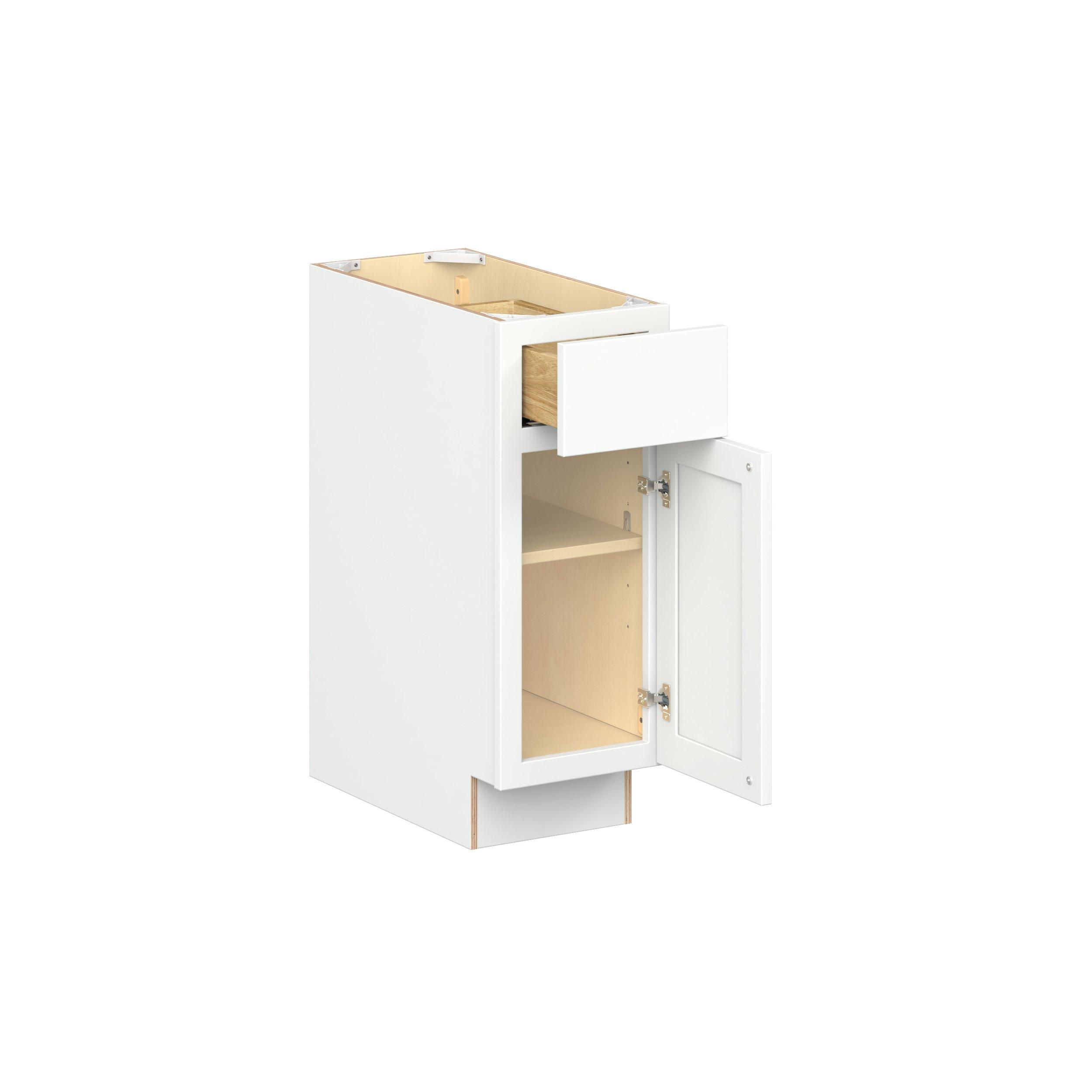 Baxley 12 in. Painted Pure White Door and Drawer Base Cabinet - ADA - Right Door Hinge