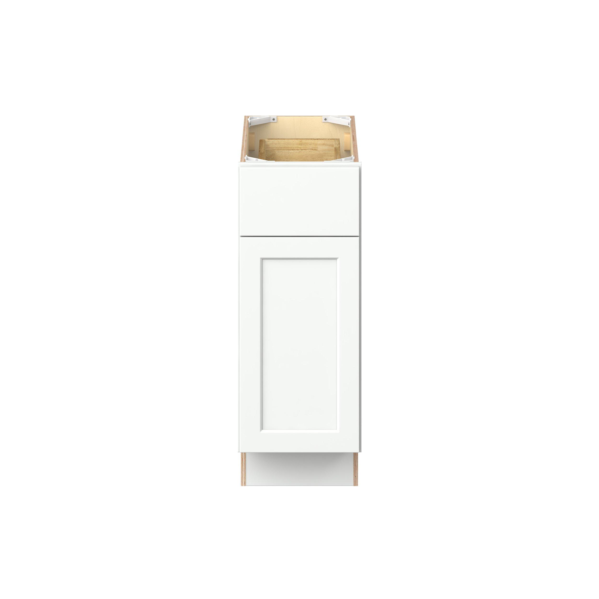 Baxley 12 in. Painted Pure White Door and Drawer Base Cabinet - ADA - Right Door Hinge