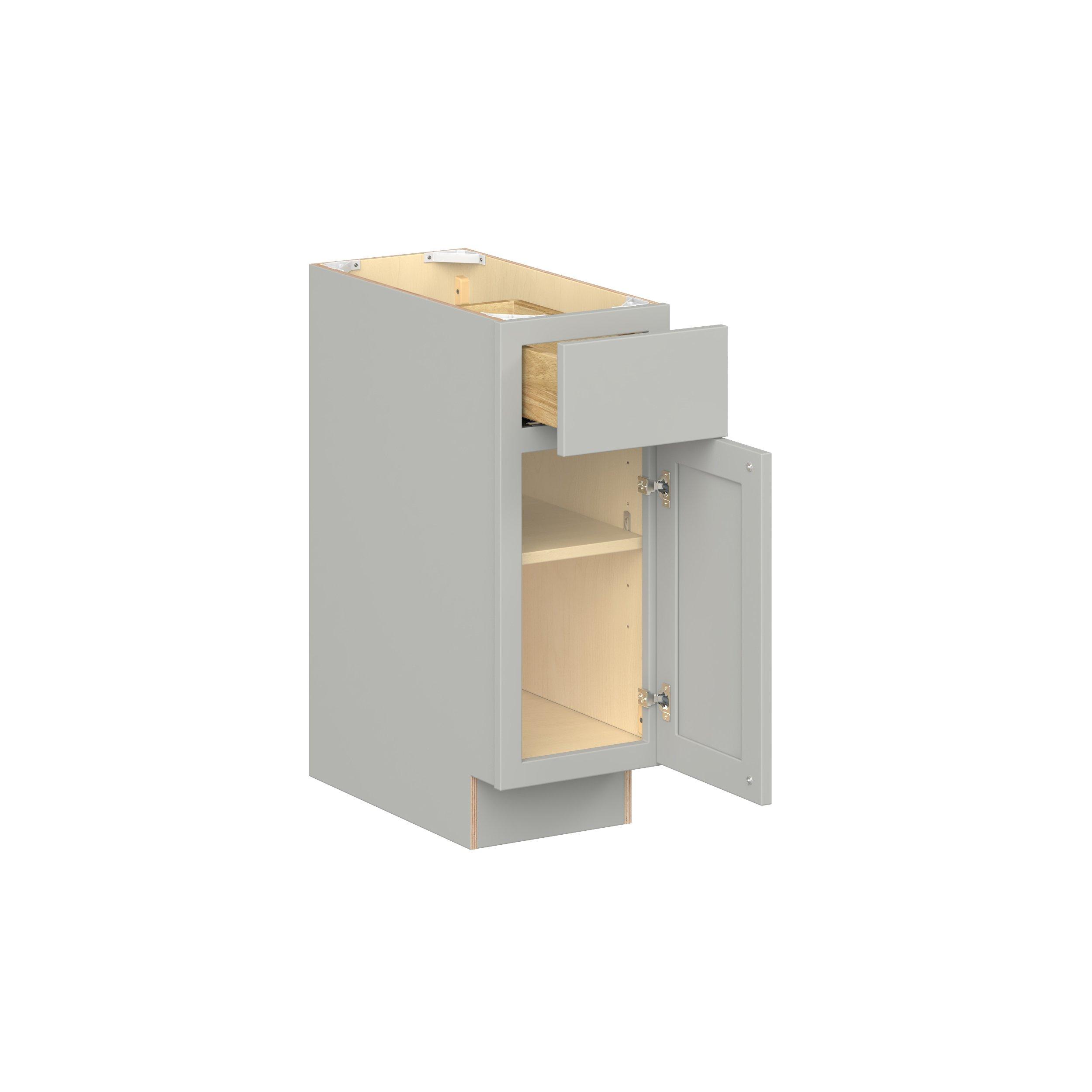 Baxley 12 in. Painted Whisper Gray Door and Drawer Base Cabinet - ADA - Right Door Hinge
