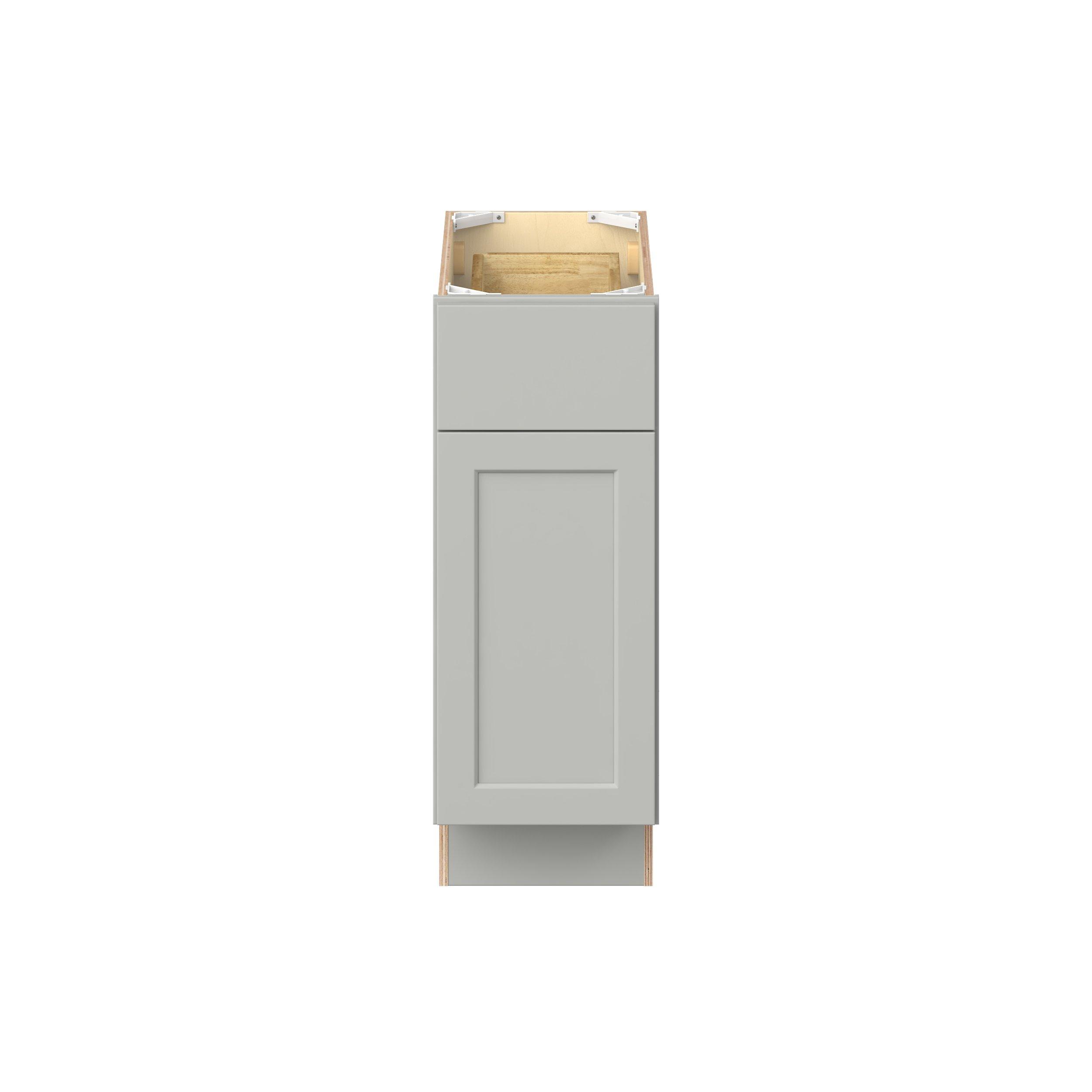 Baxley 12 in. Painted Whisper Gray Door and Drawer Base Cabinet - ADA - Right Door Hinge