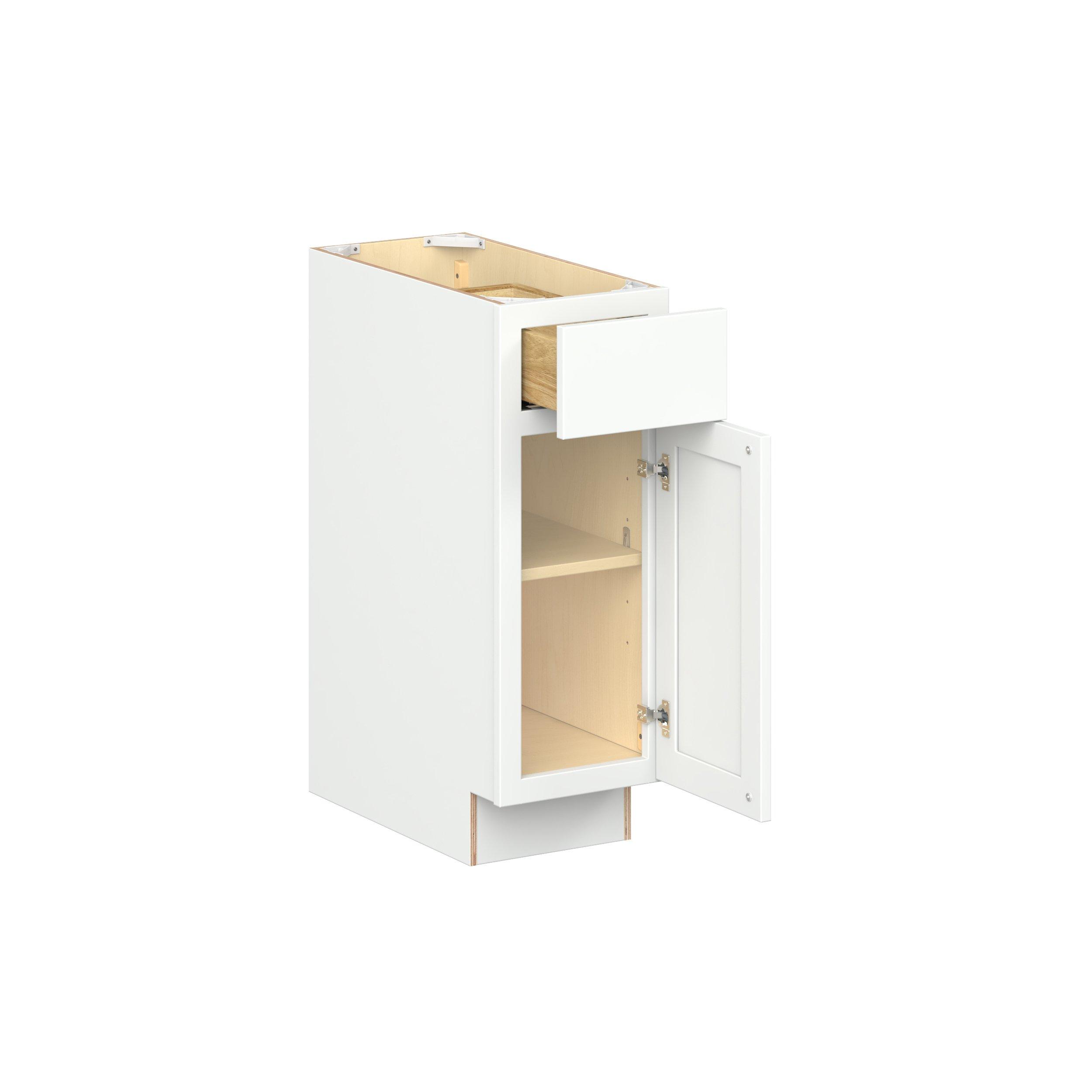Baxley 12 in. Painted Pure White Door and Drawer Base Cabinet - Right Door Hinge