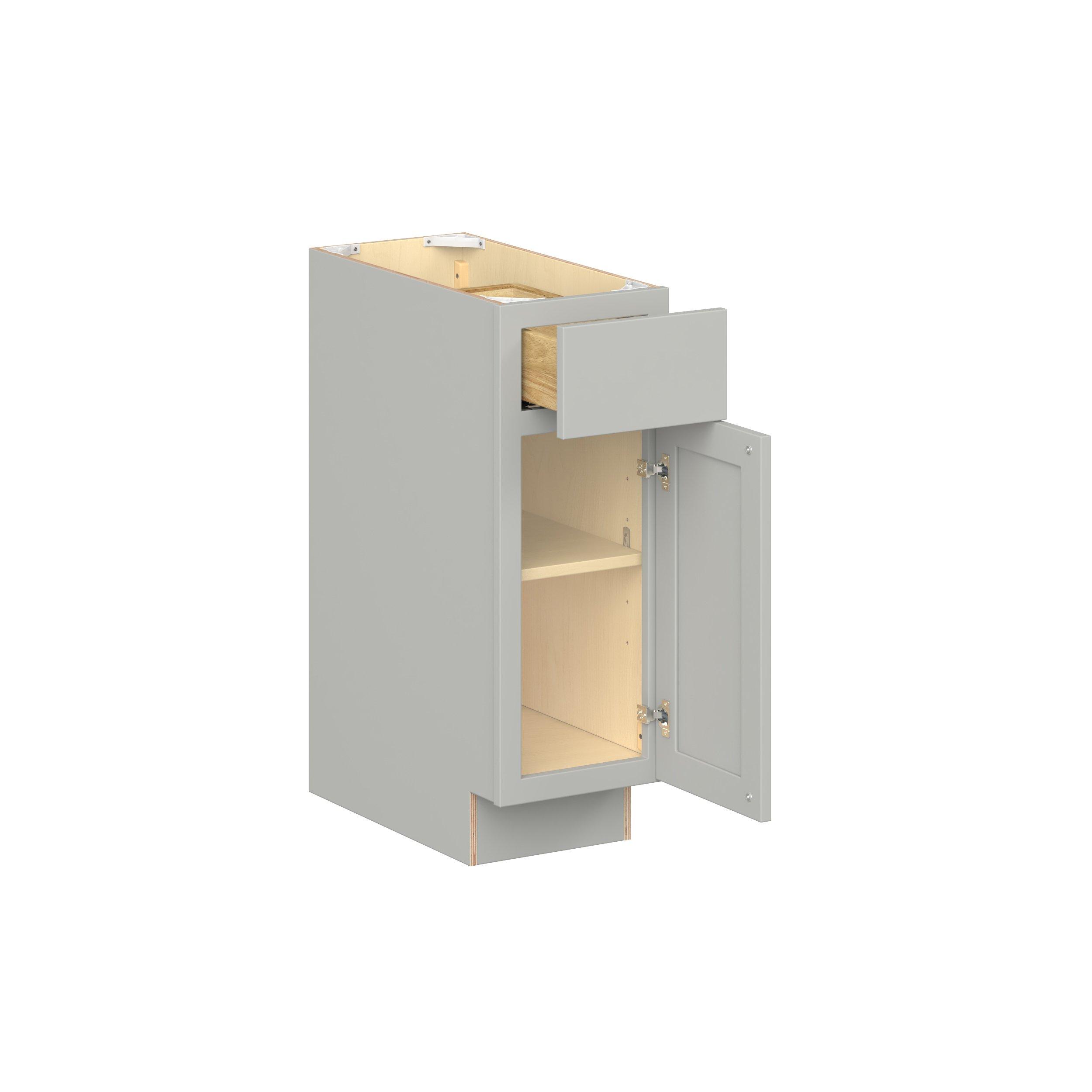 Baxley 12 in. Painted Whisper Gray Door and Drawer Base Cabinet - Right Door Hinge