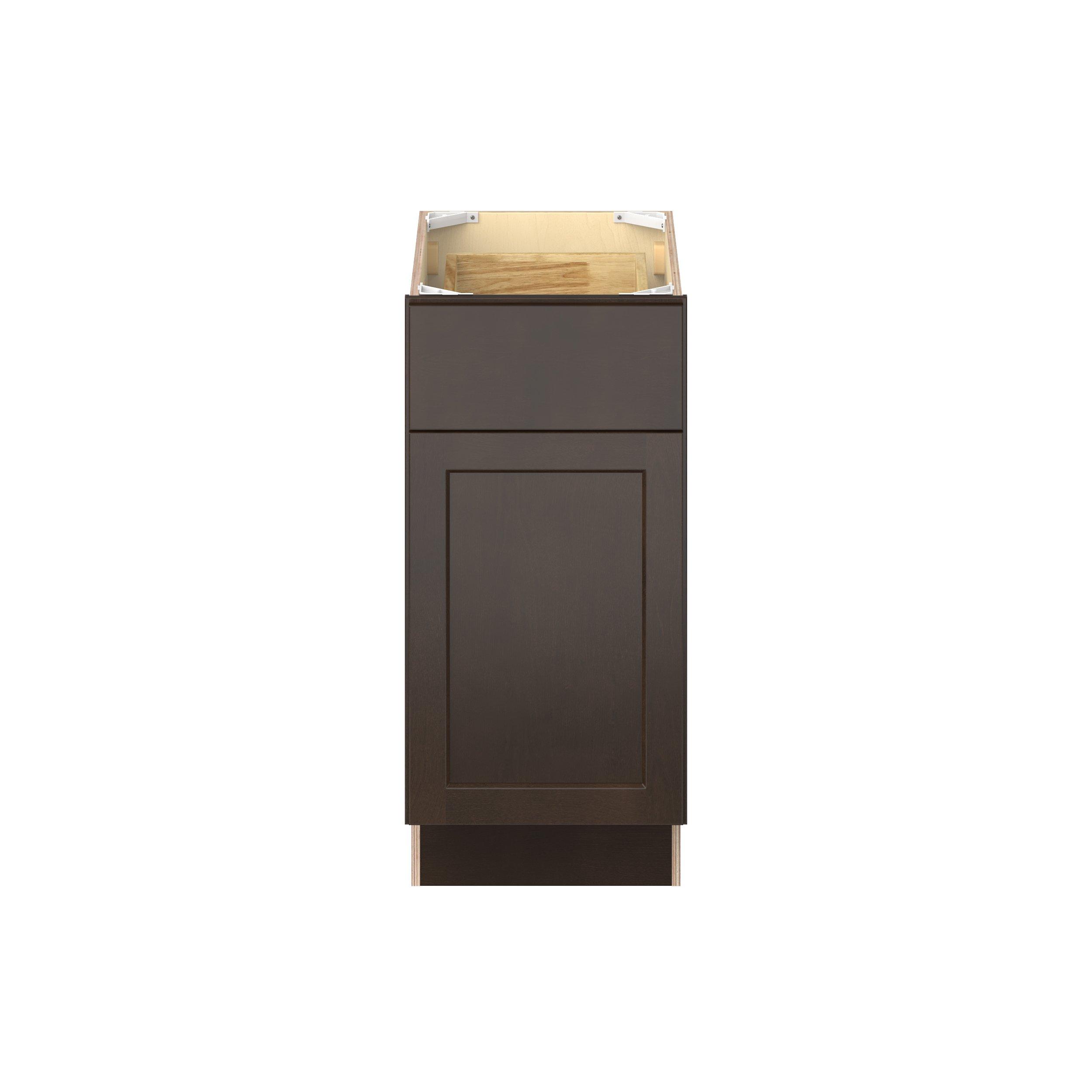 Baxley 15 in. Stained Cocoa Door and Drawer Base Cabinet - ADA - Right Door Hinge
