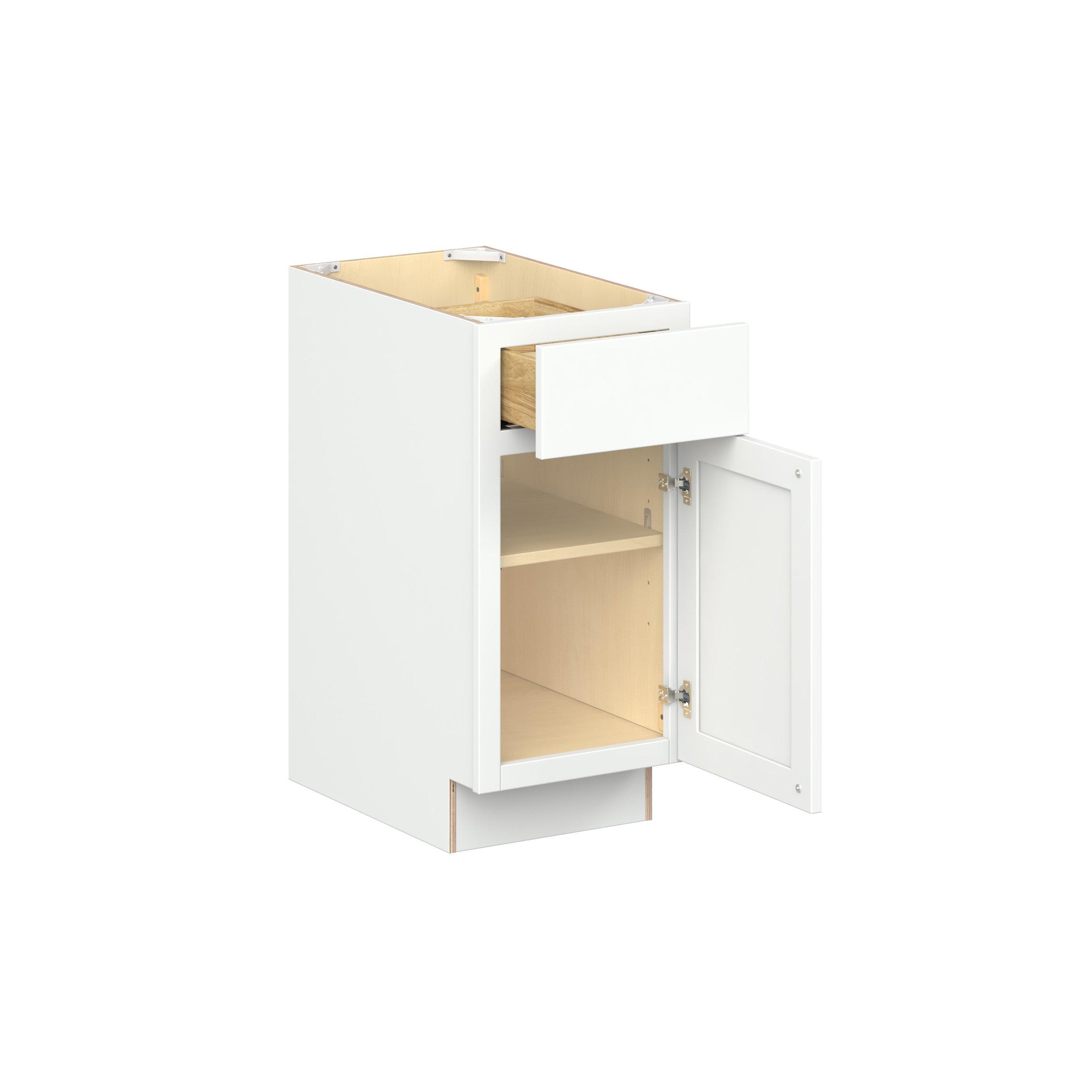 Baxley 15 in. Painted Pure White Door and Drawer Base Cabinet - ADA - Right Door Hinge