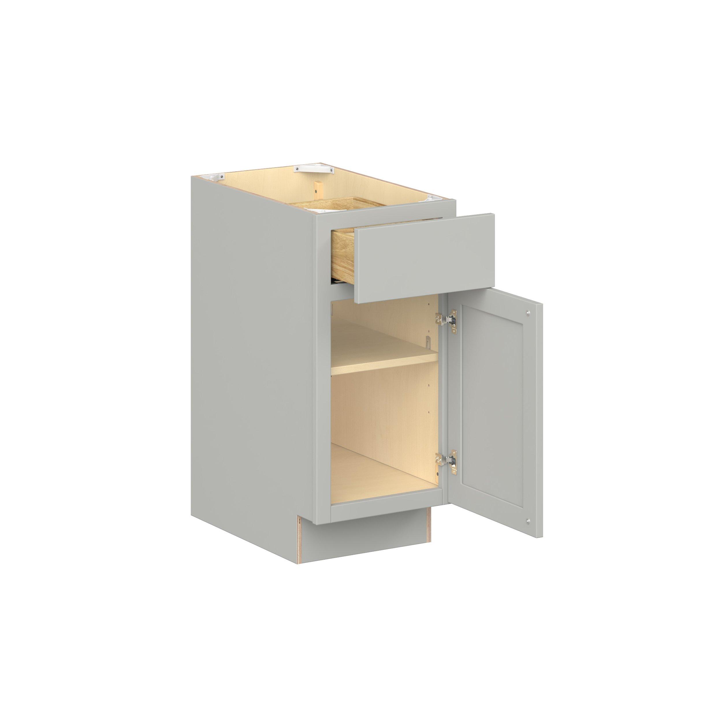 Baxley 15 in. Painted Whisper Gray Door and Drawer Base Cabinet - ADA - Right Door Hinge