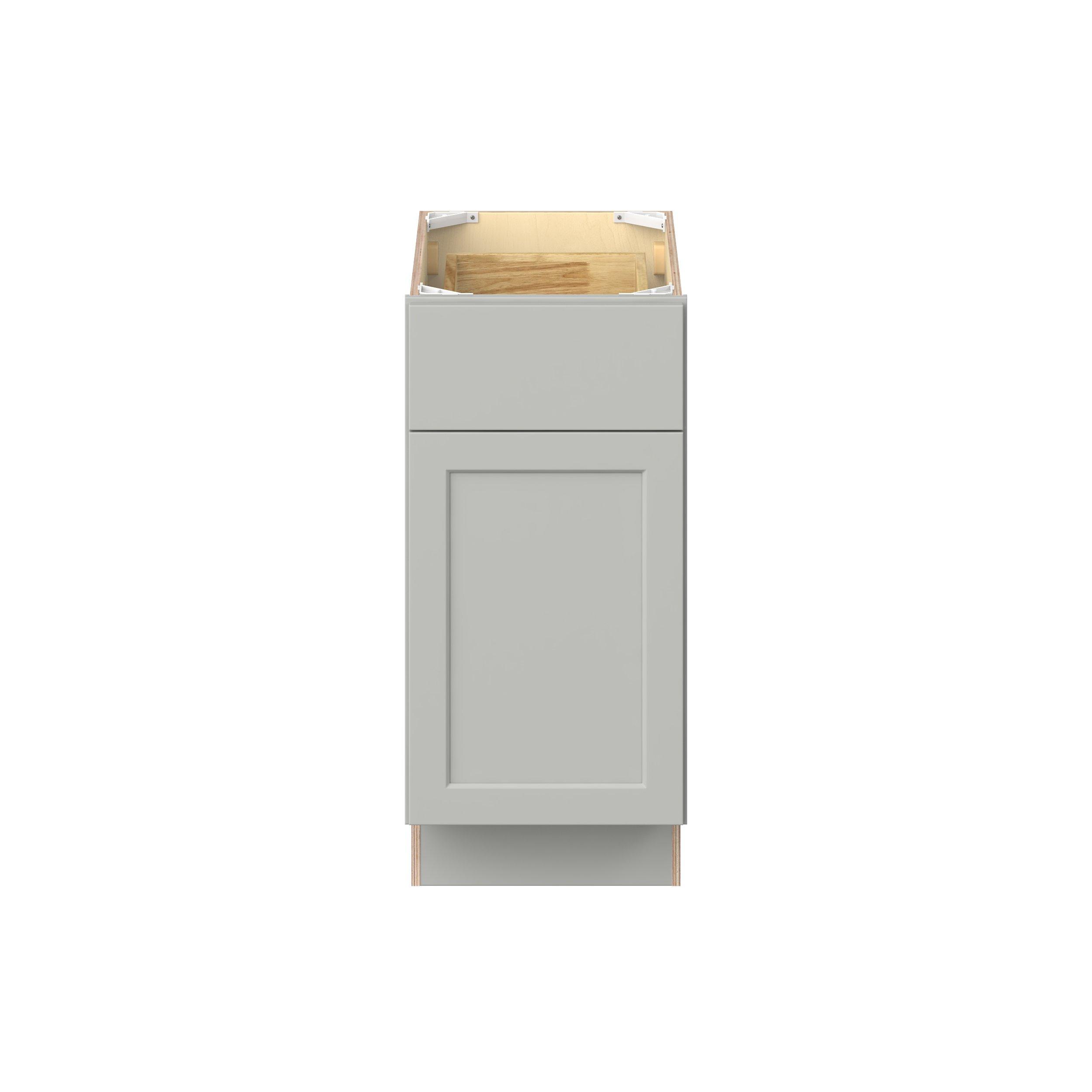 Baxley 15 in. Painted Whisper Gray Door and Drawer Base Cabinet - ADA - Right Door Hinge